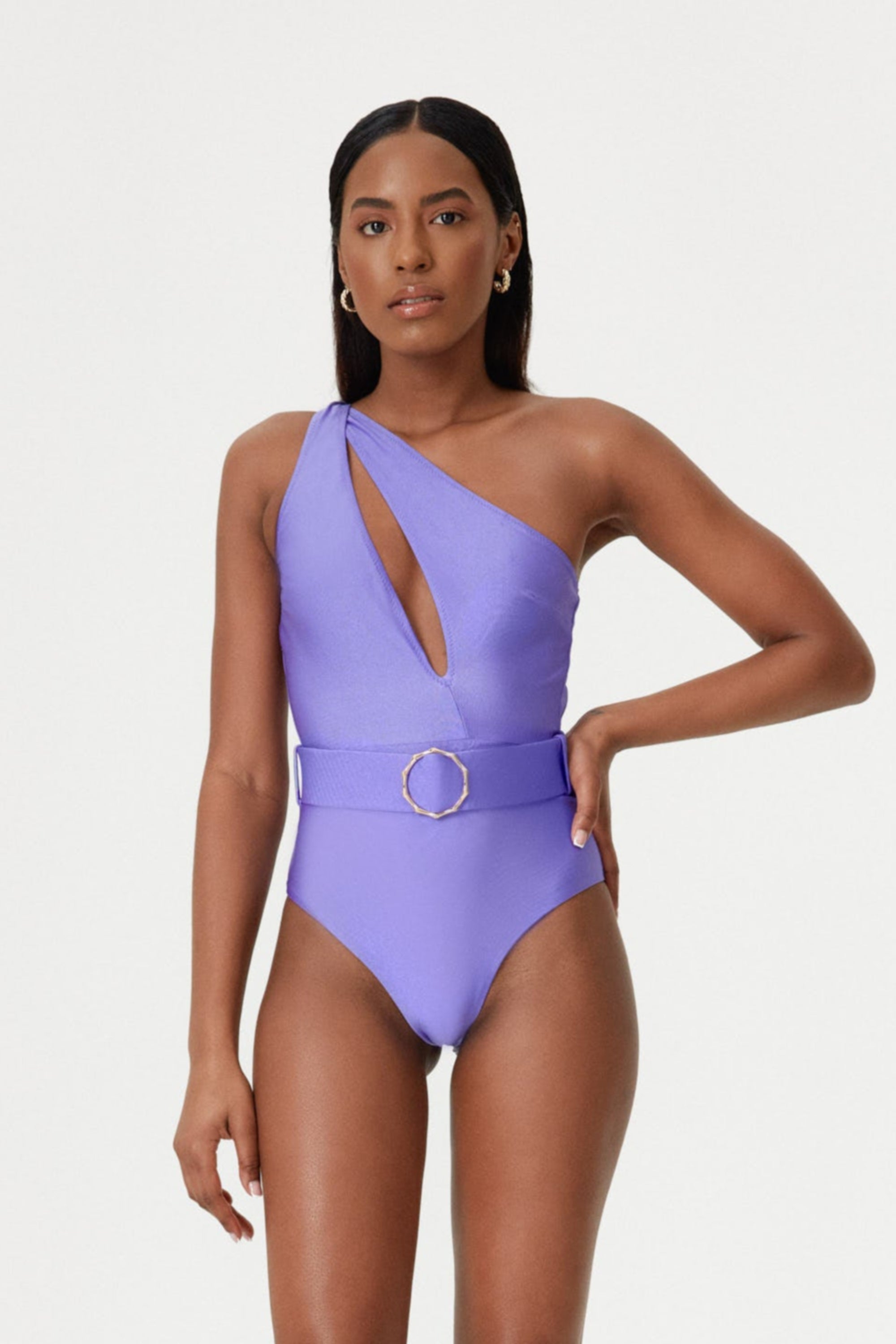 Costum de baie întreg Mov Ametist One-Shoulder