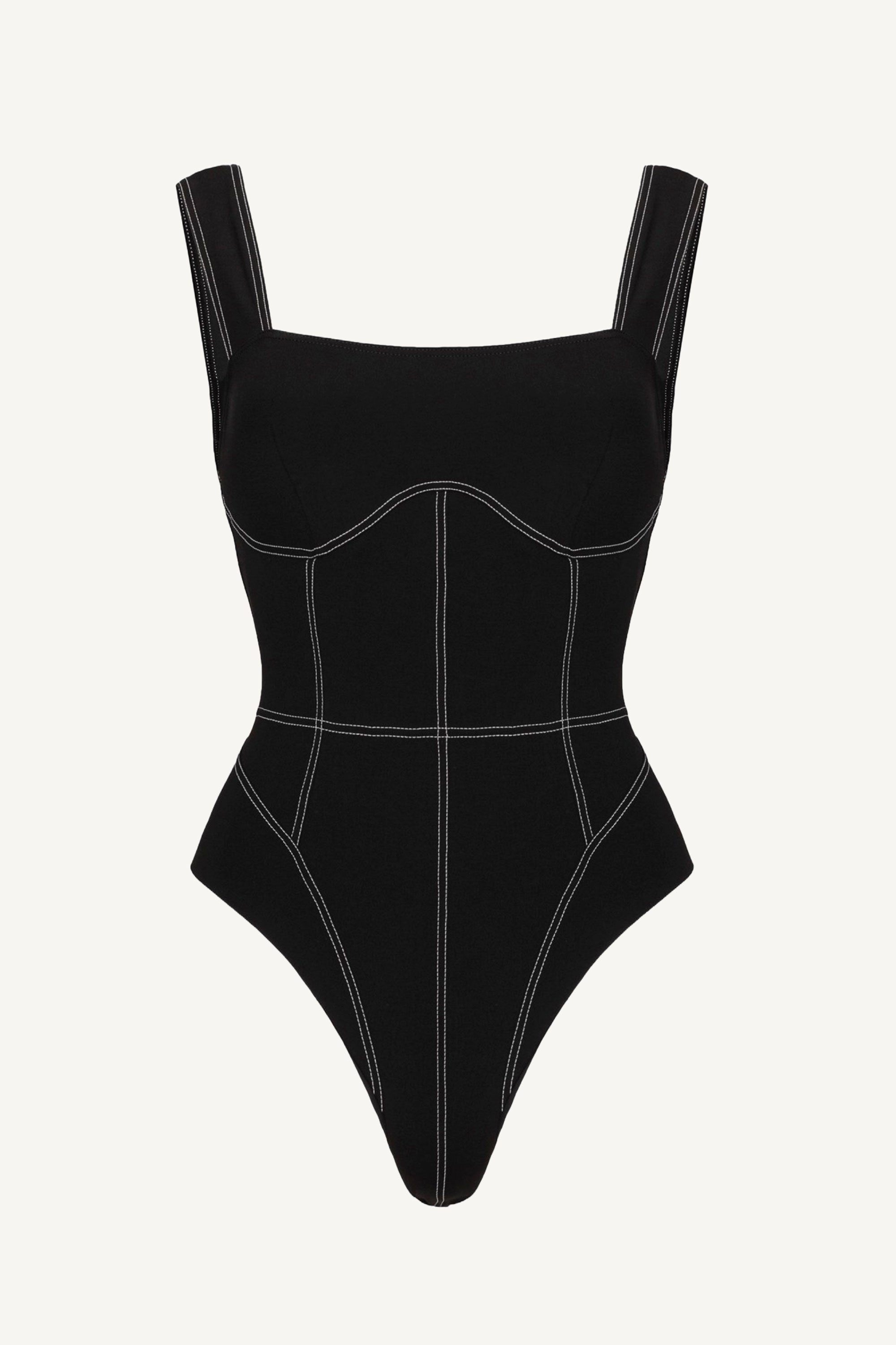Black Corset Lines One-Piece