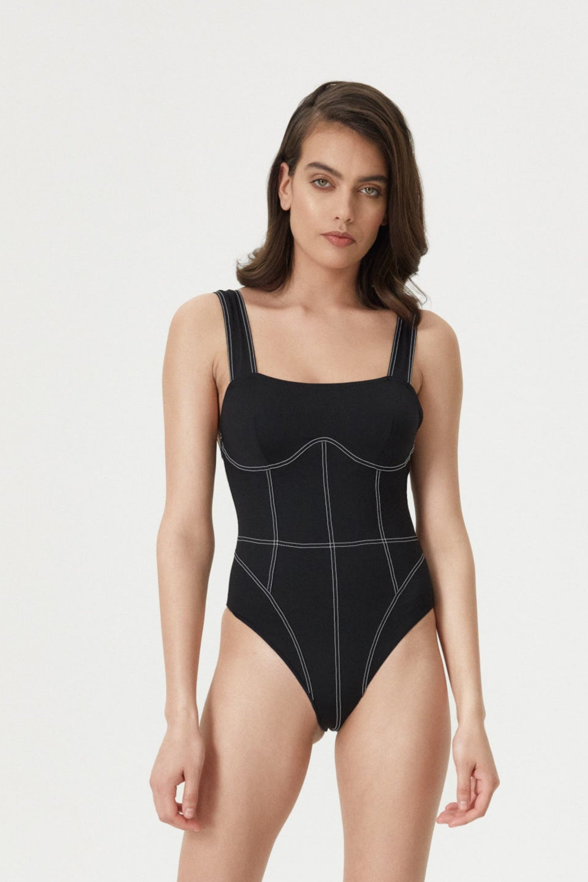 Black Corset Lines One-Piece