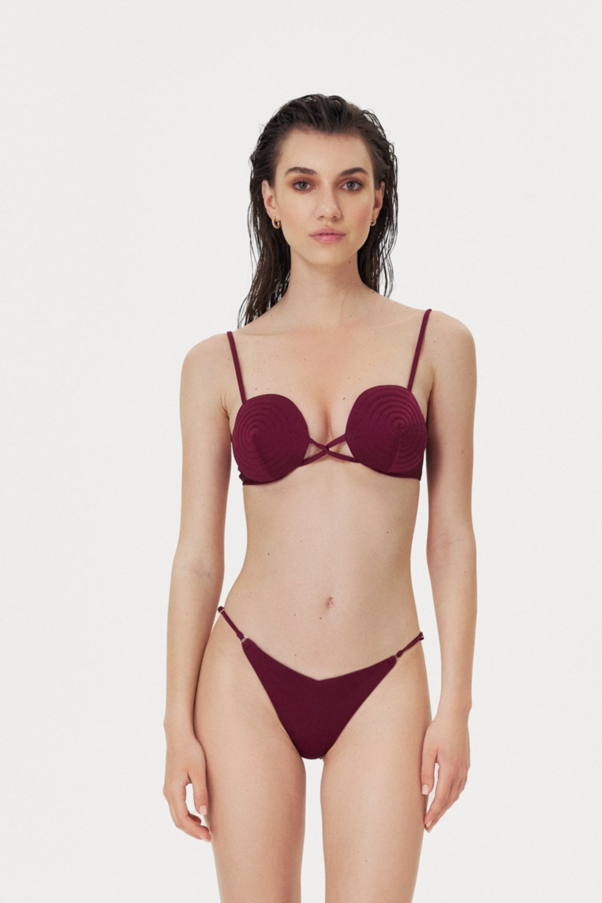 Slip de baie reglabil Vișiniu Burgund