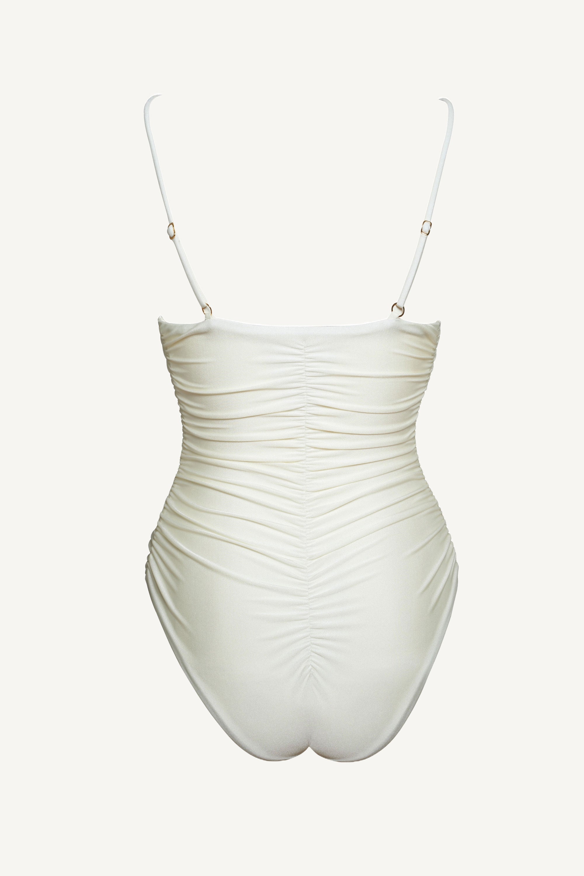 Costum de baie întreg cu fronseuri Flower Alb