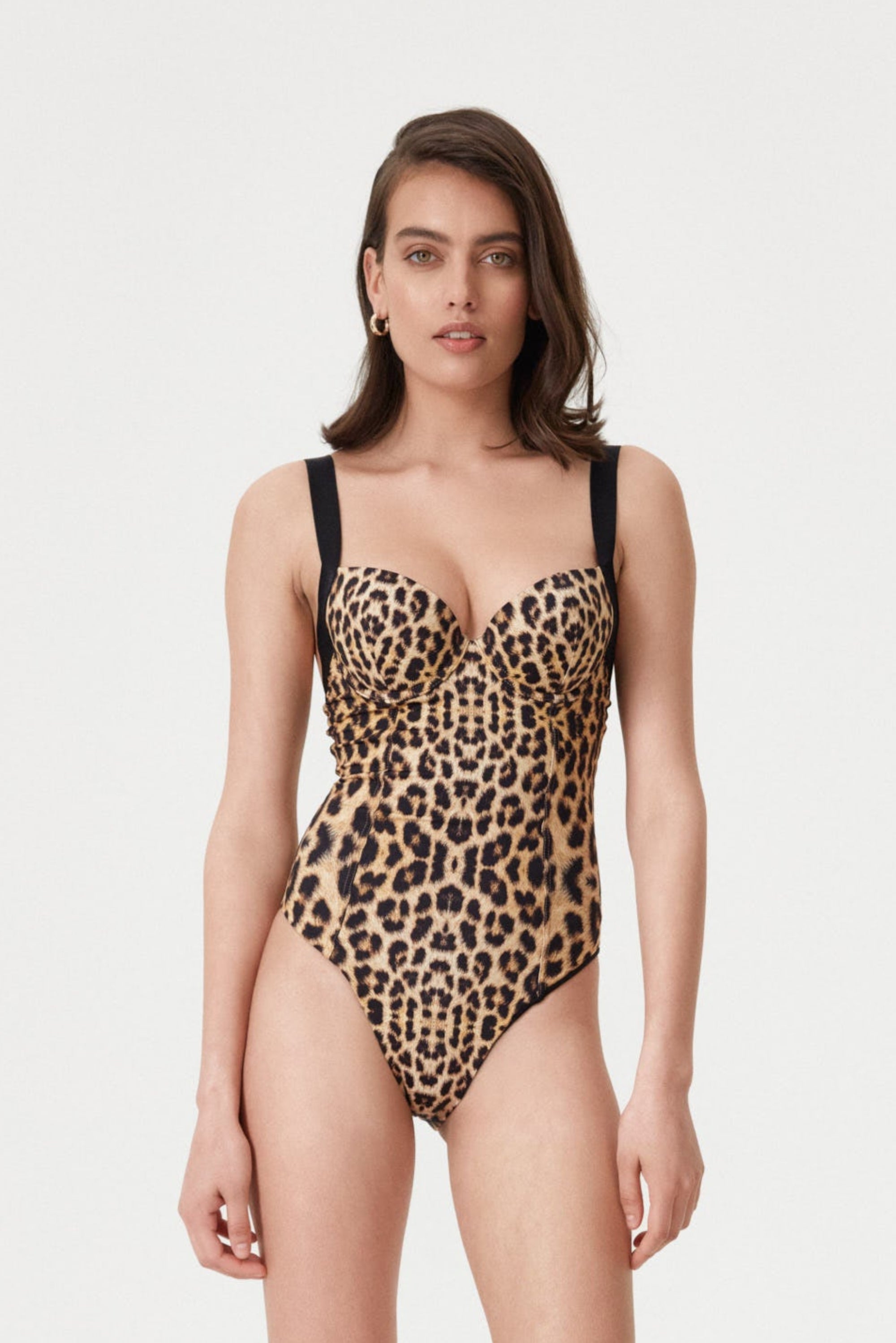 Costum de baie întreg cu imprimeu leopard și push-up