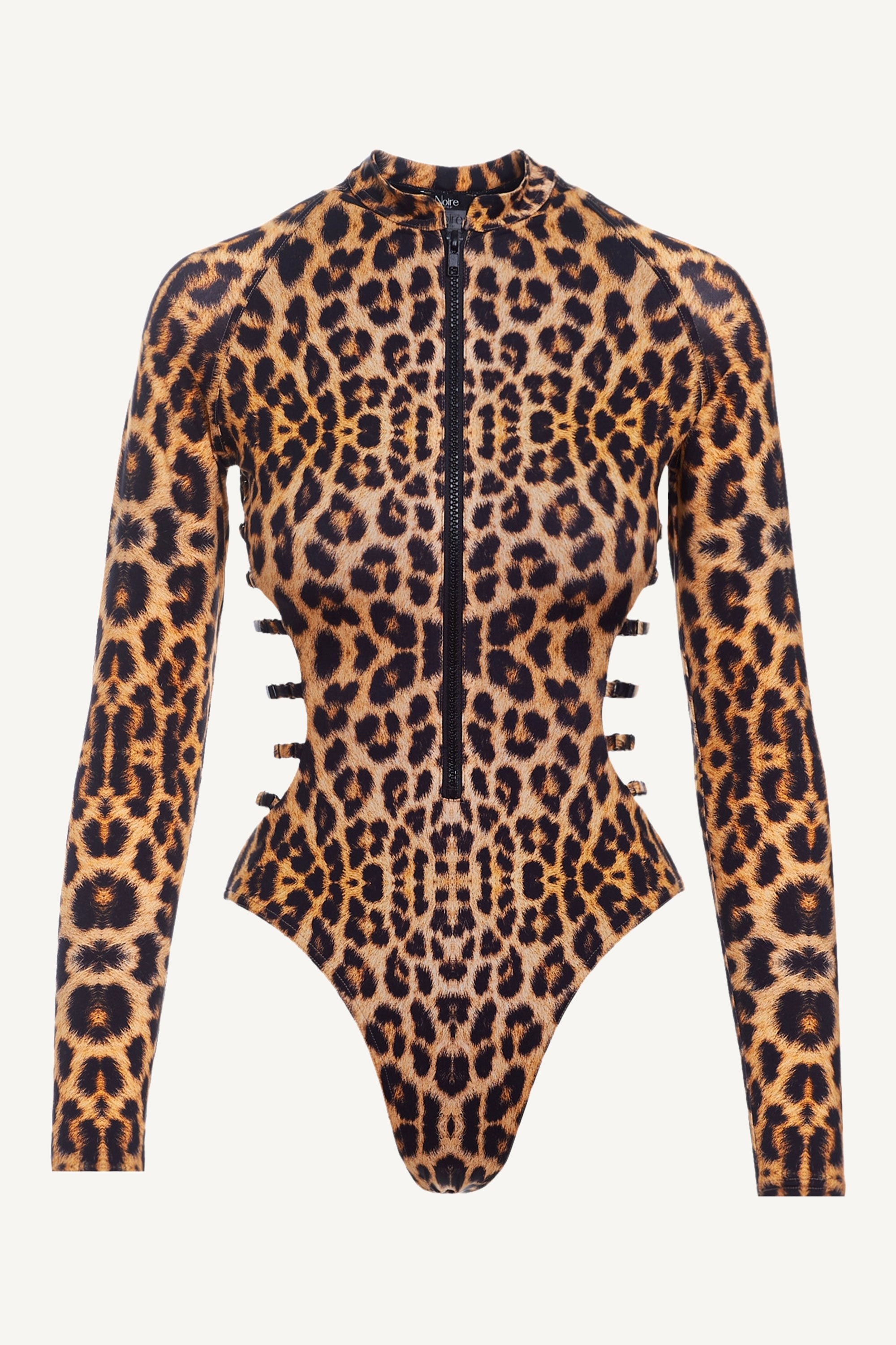 Costum de baie întreg cu mânecă lungă și efect modelator Leopard