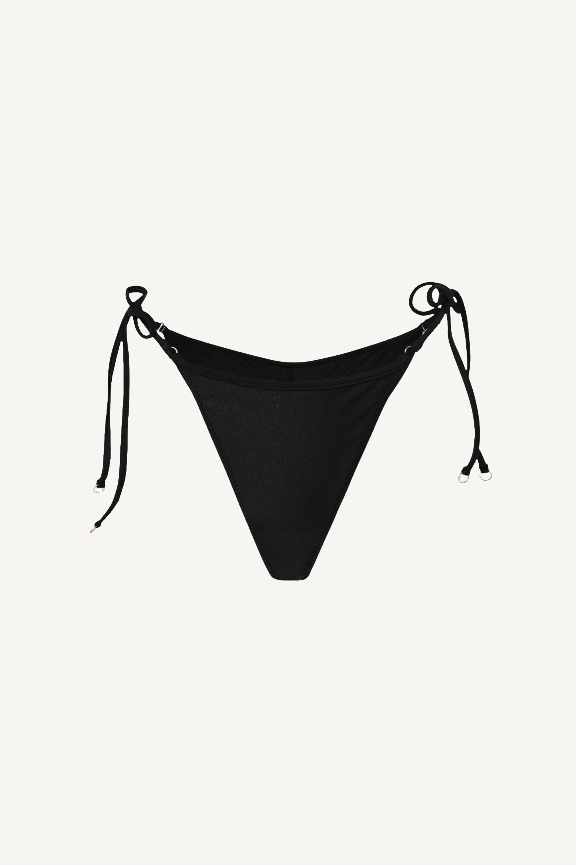 Slip de baie brazilian cu șnur Negru Onix