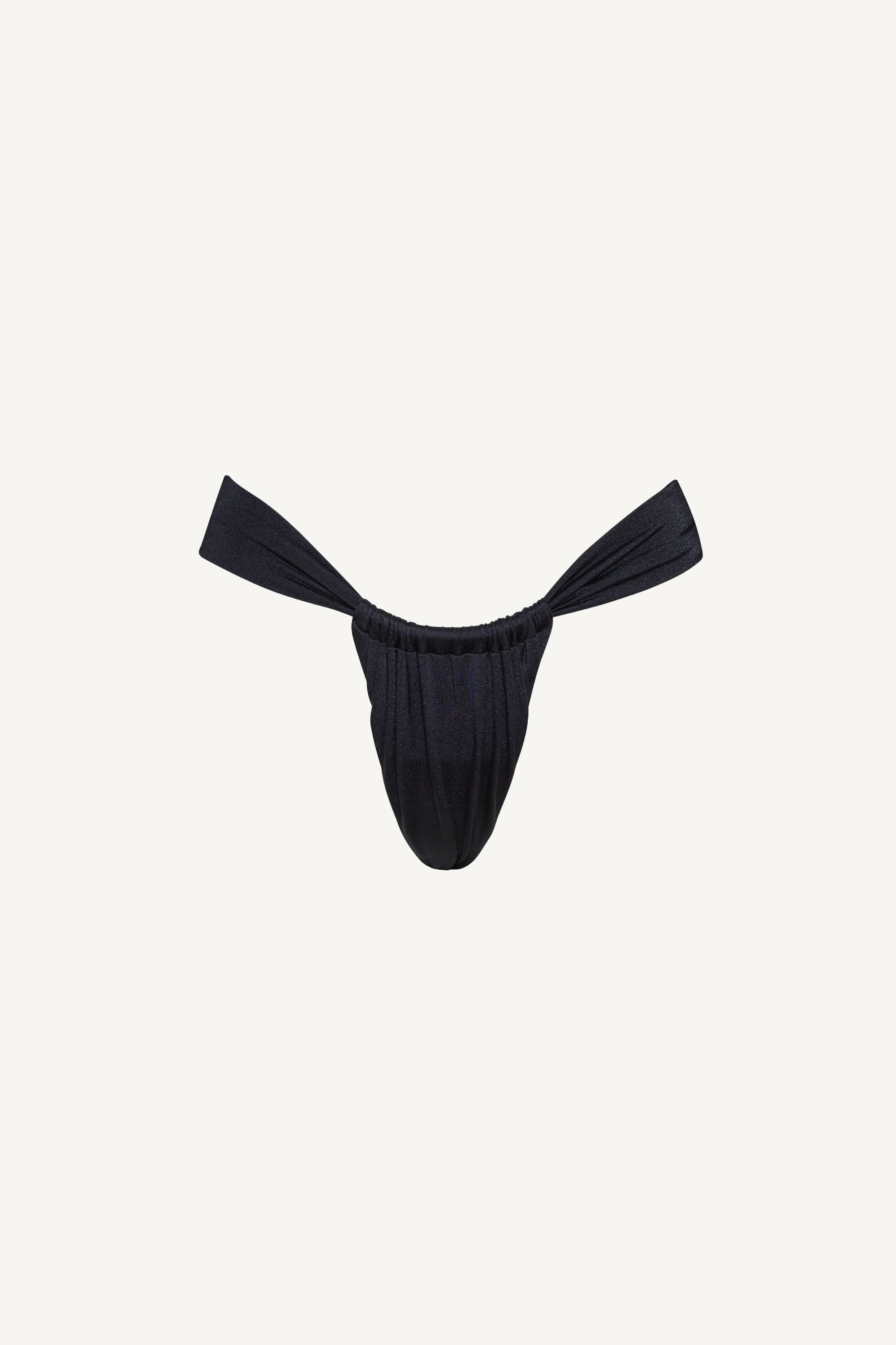 Slip de baie tanga drapat Negru Onix