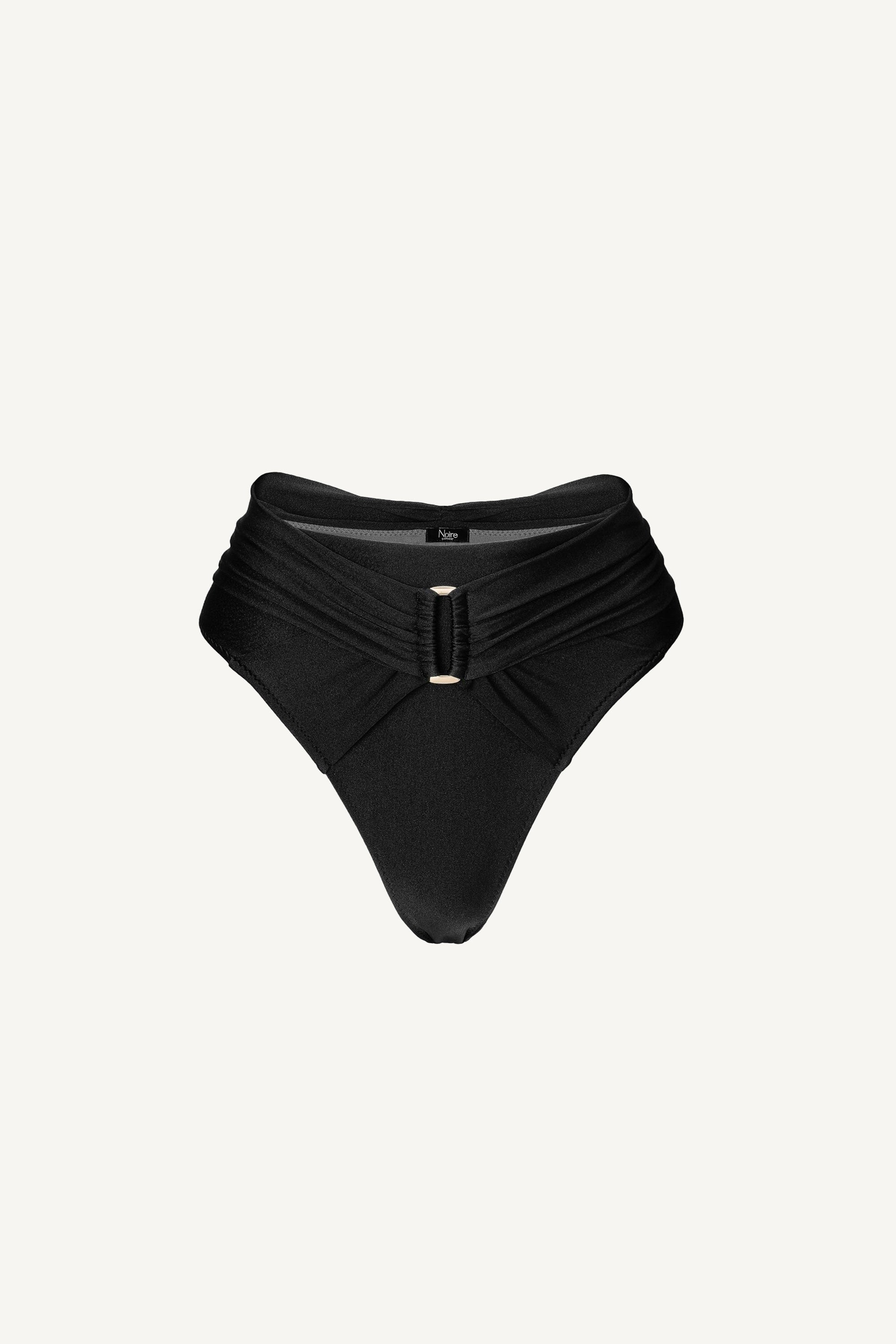 Slip de baie cu talie înaltă Papillon Negru Onix
