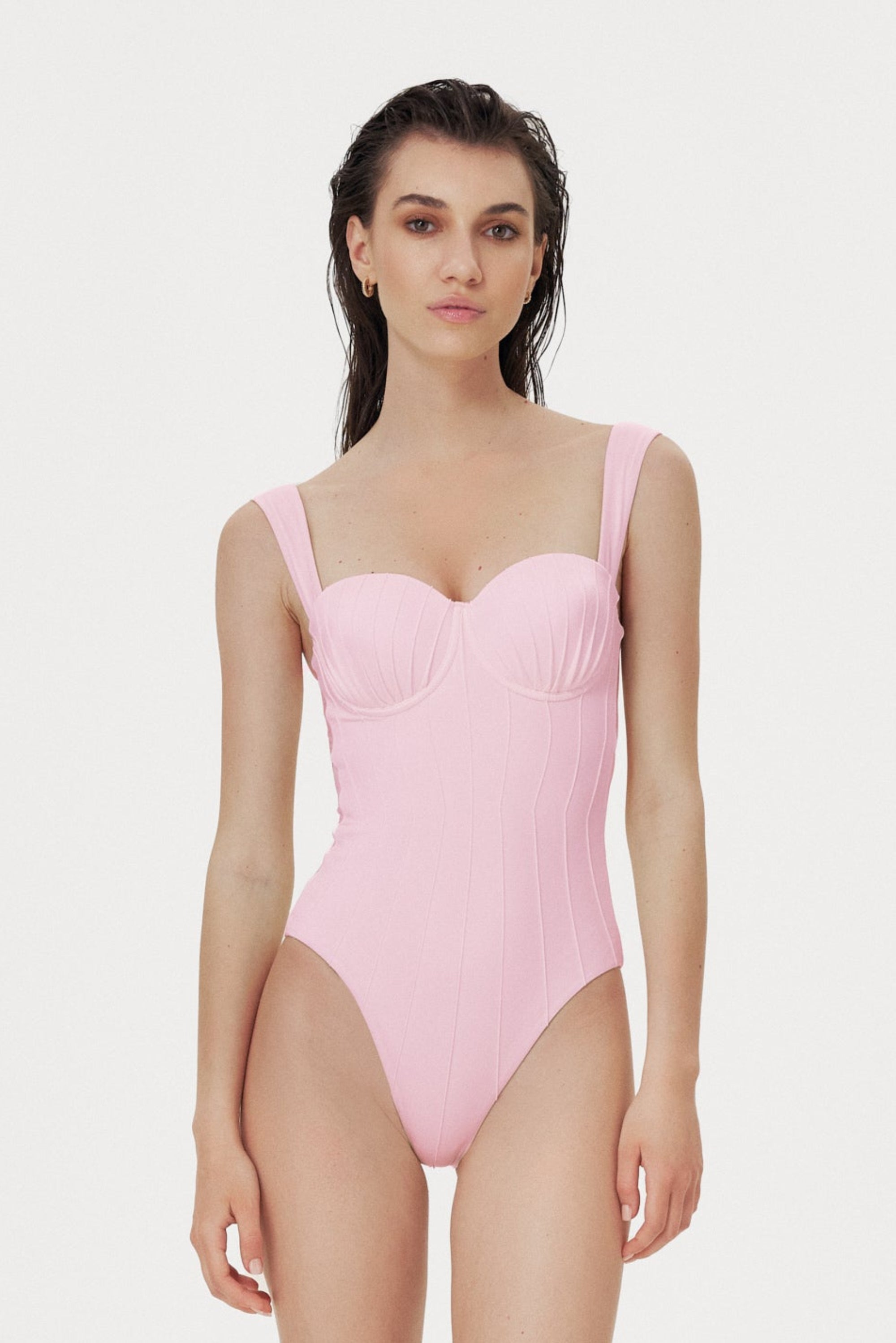 Costum de baie întreg Coquillage Balconette Roz