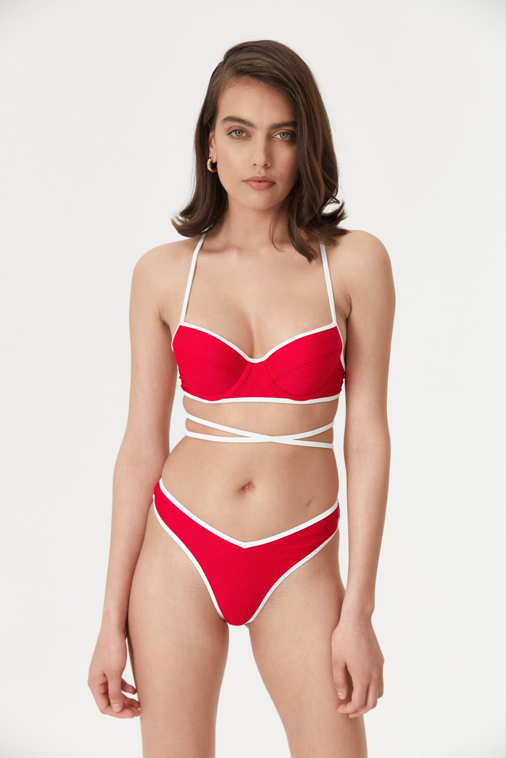 Sutien de baie Two-Tone Underwire Roșu