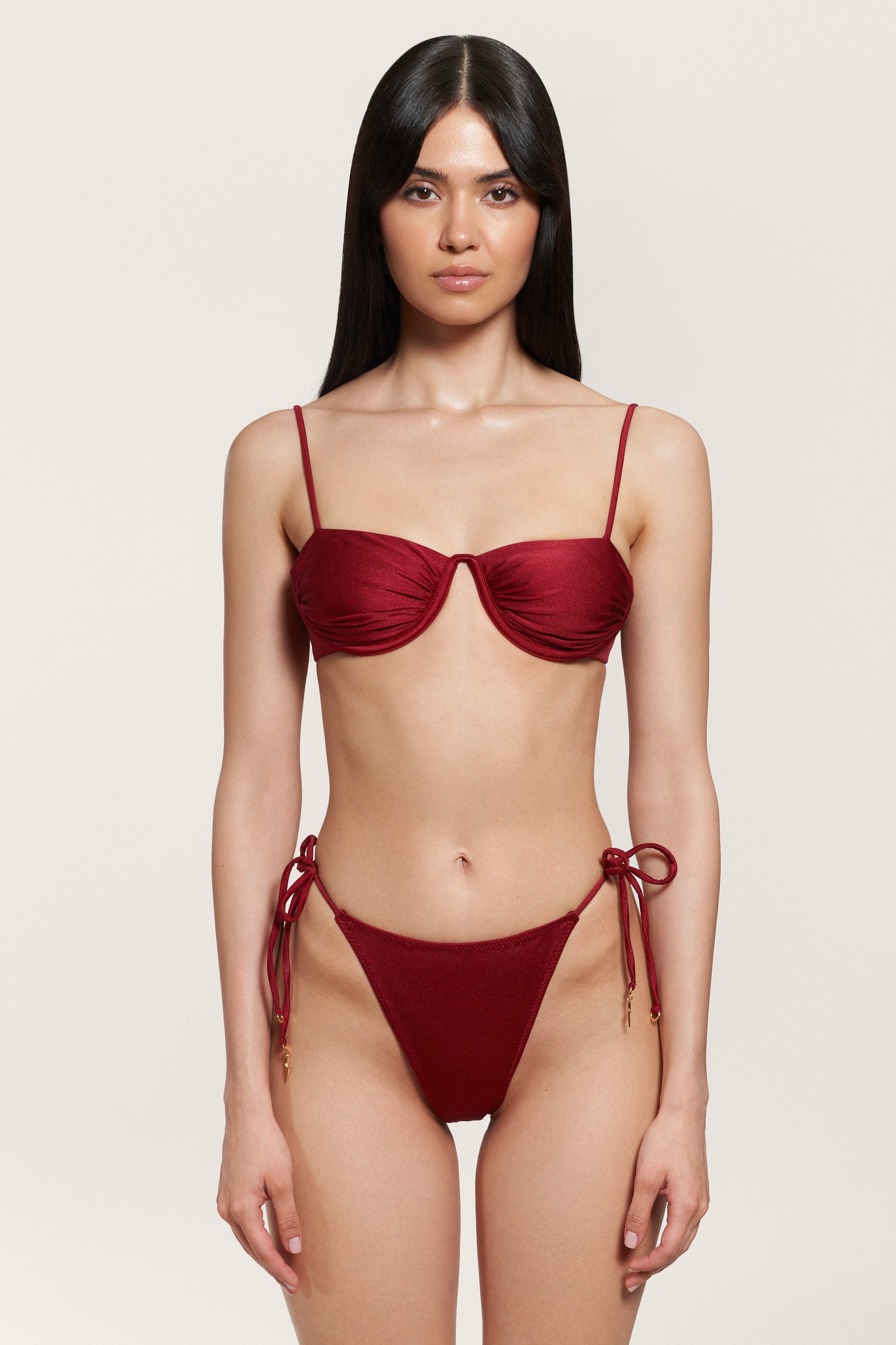 Sutien de baie Monowire cu susținere unică Roșu Rubin