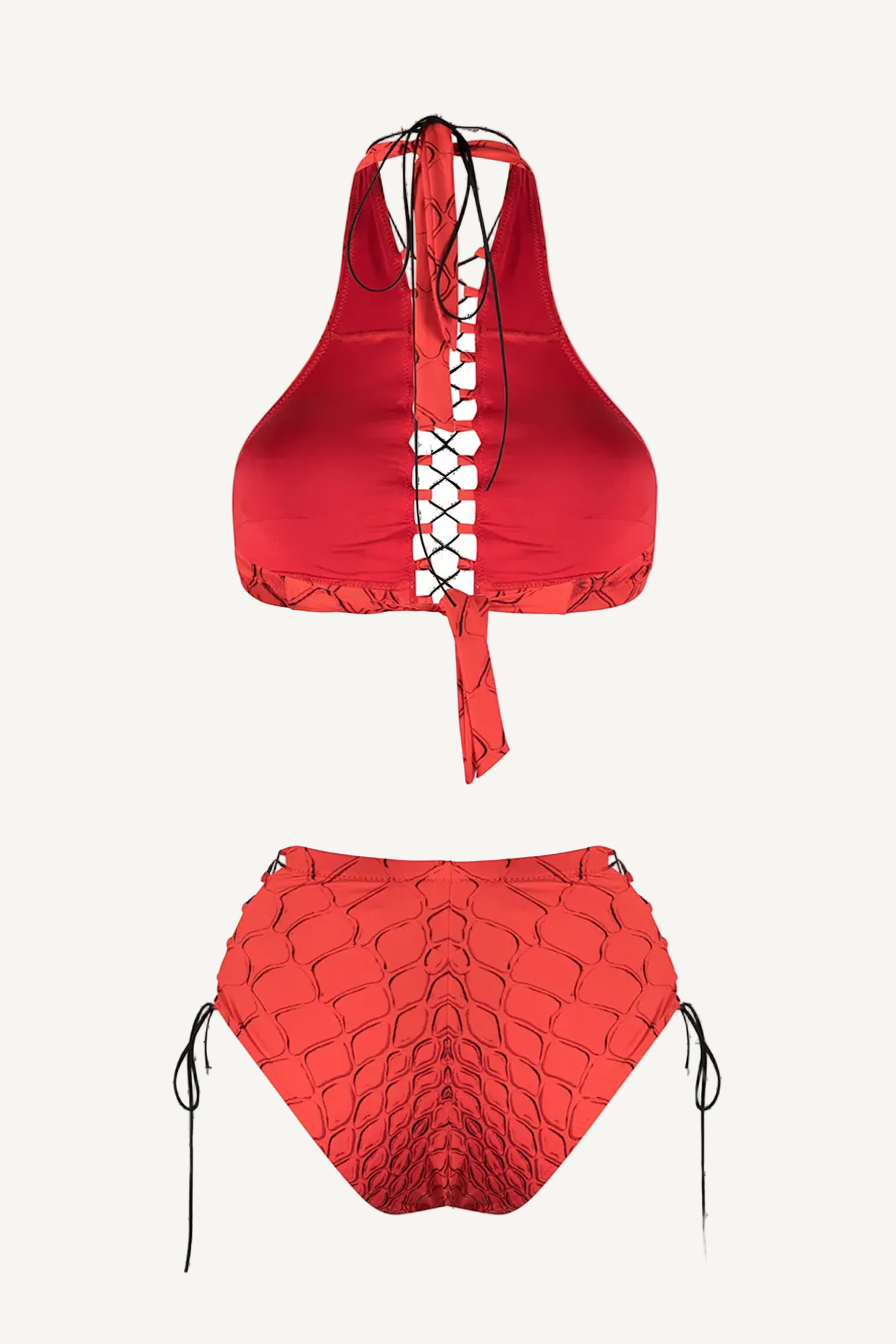 Red Snake Addicted Top & High Waist Bikini