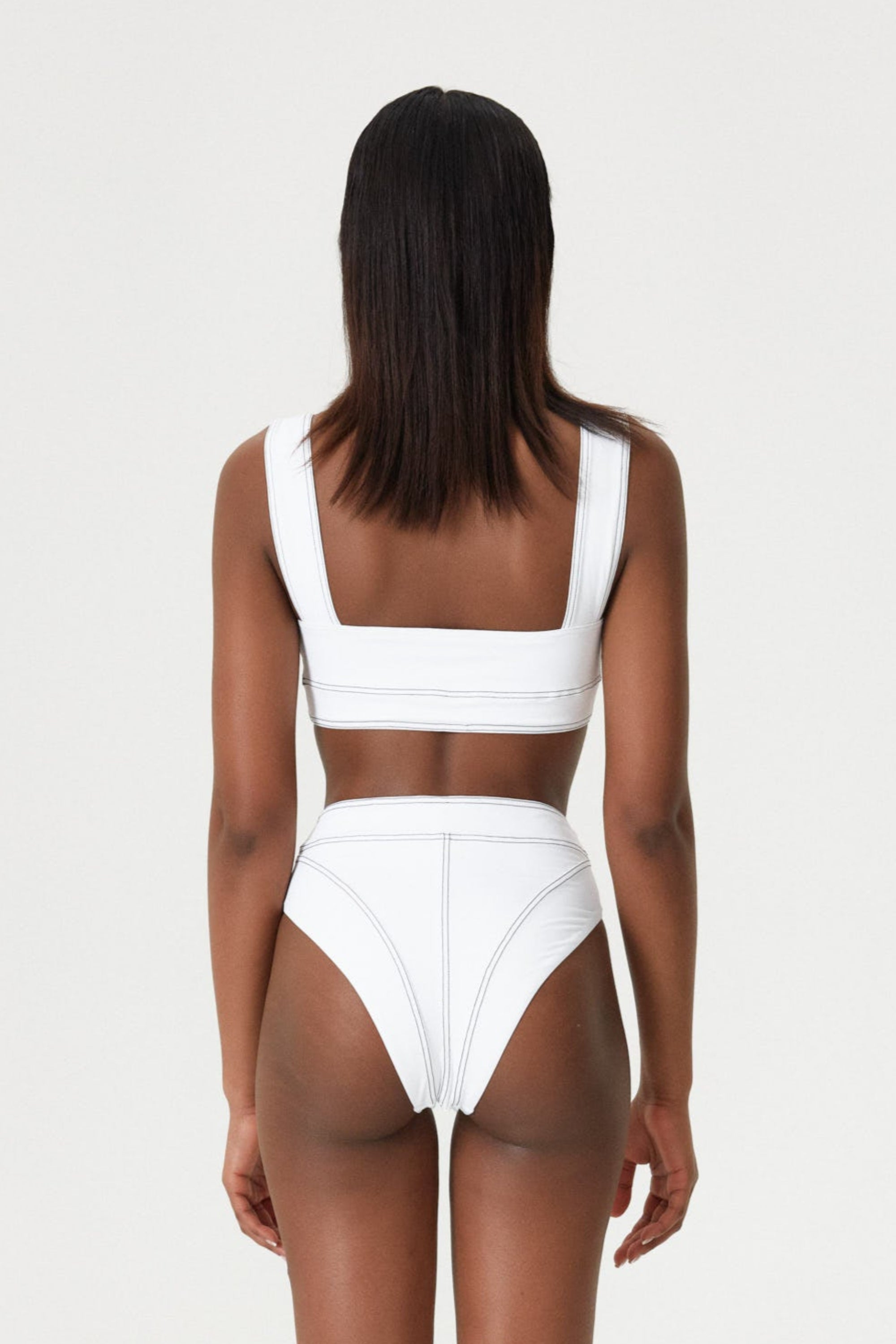White Corset Lines High Waist Bottom