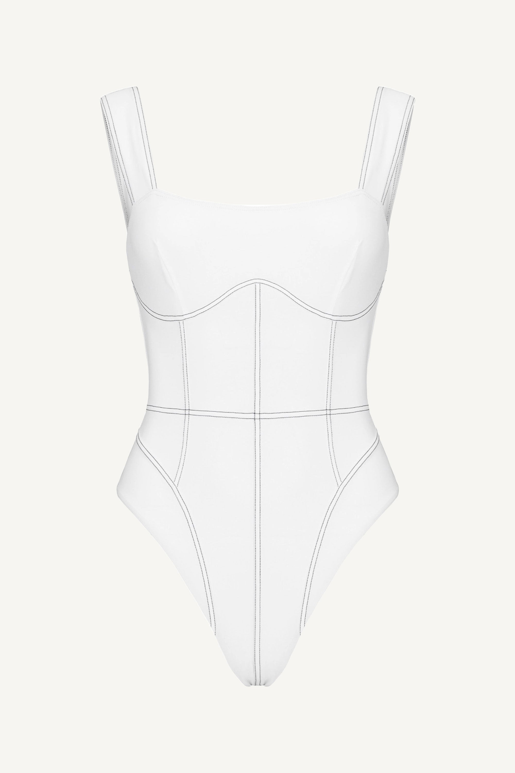 White Corset Lines One-Piece