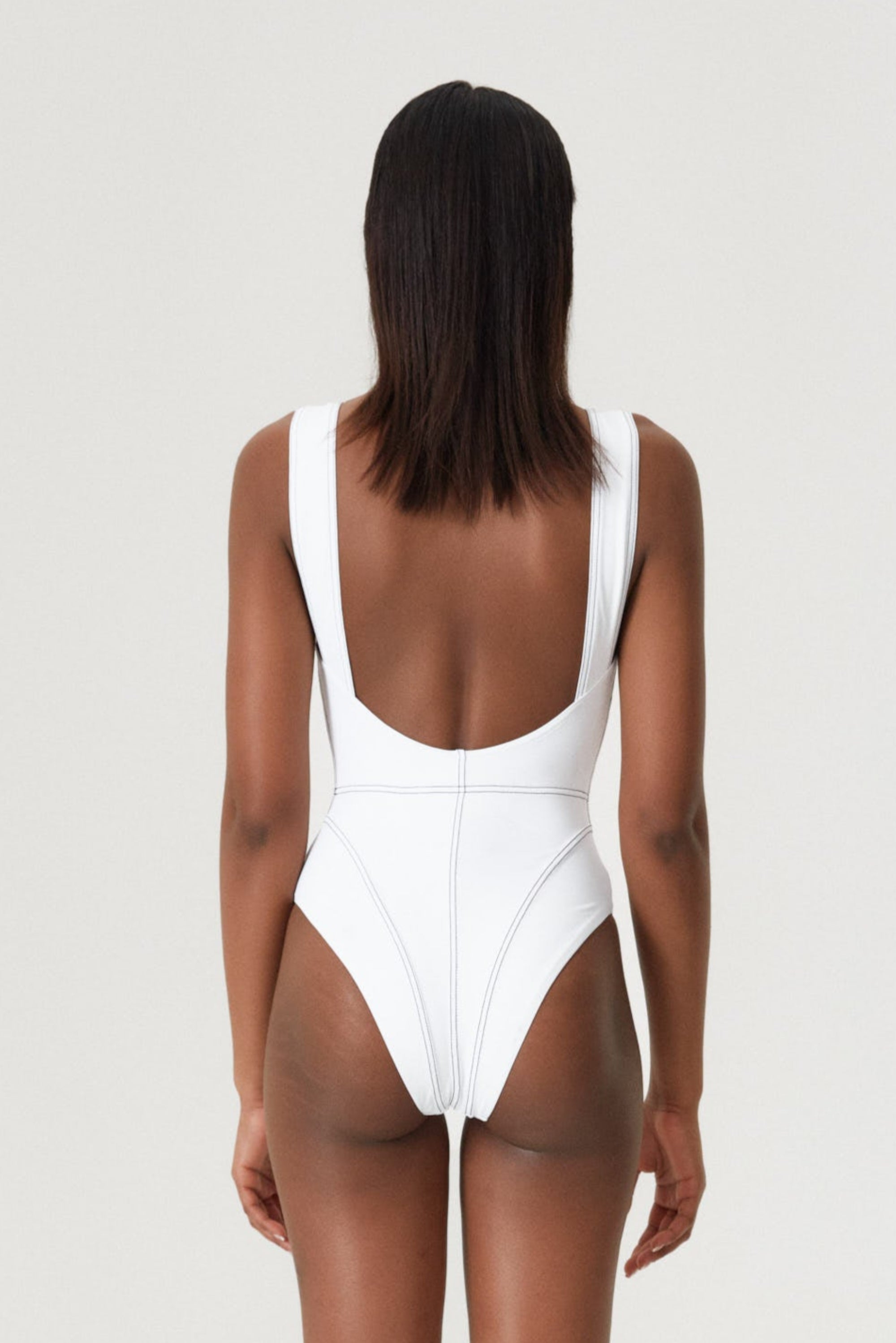 White Corset Lines One-Piece