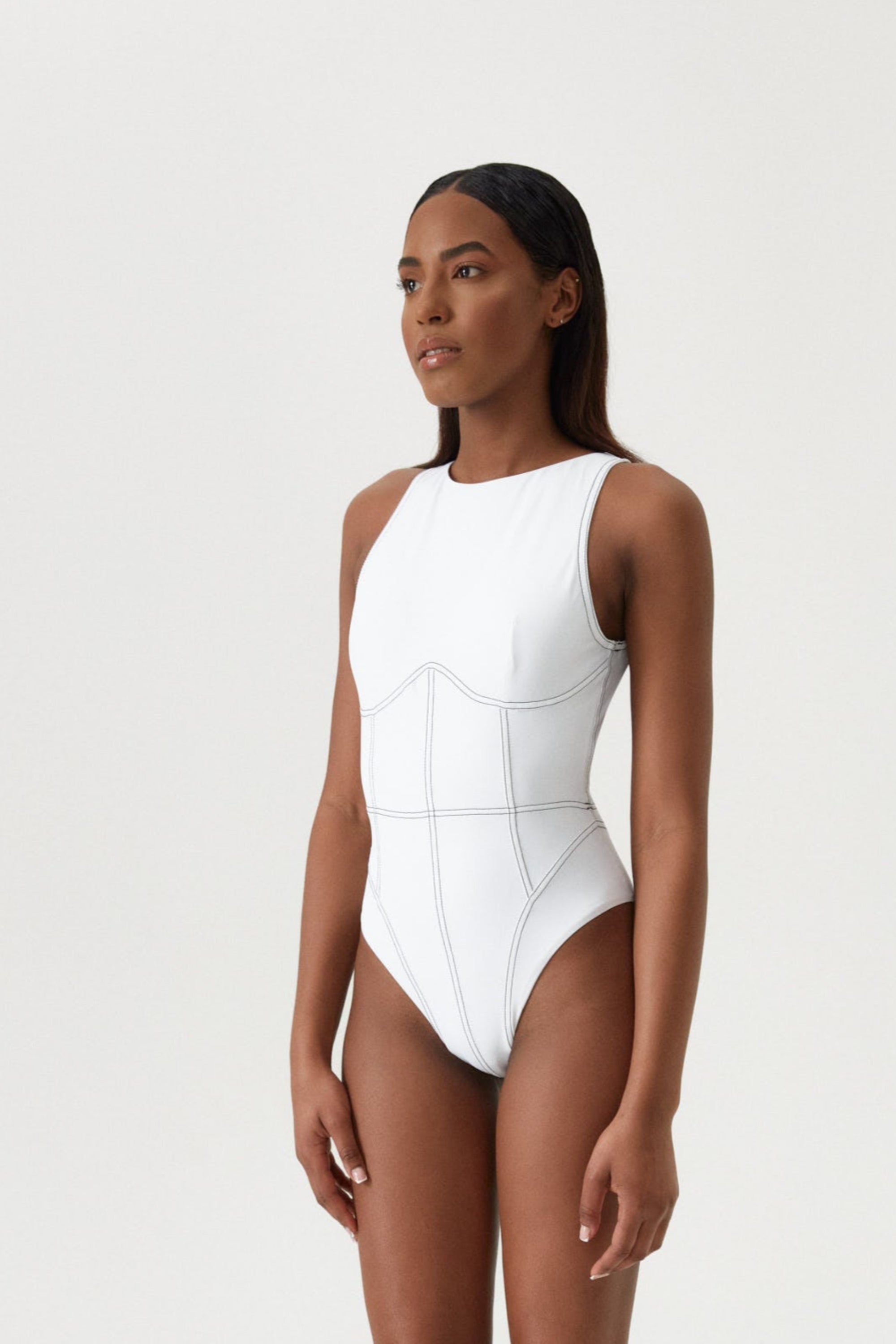 White Corset Lines Open Back