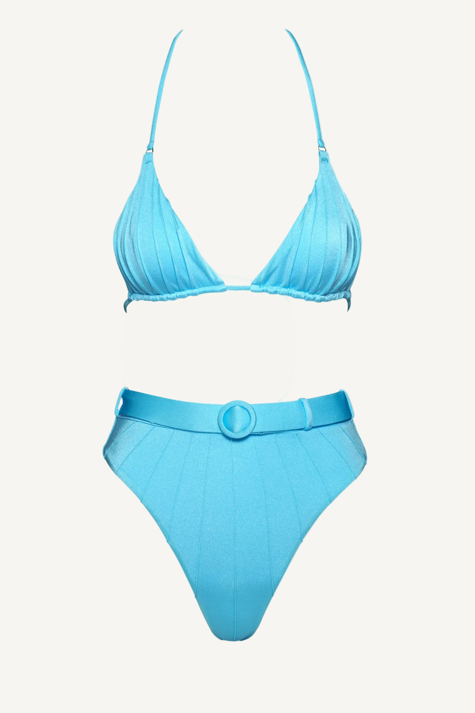Coquillage Baby Blue Triangle Top & High Waist Bikini Bottom
