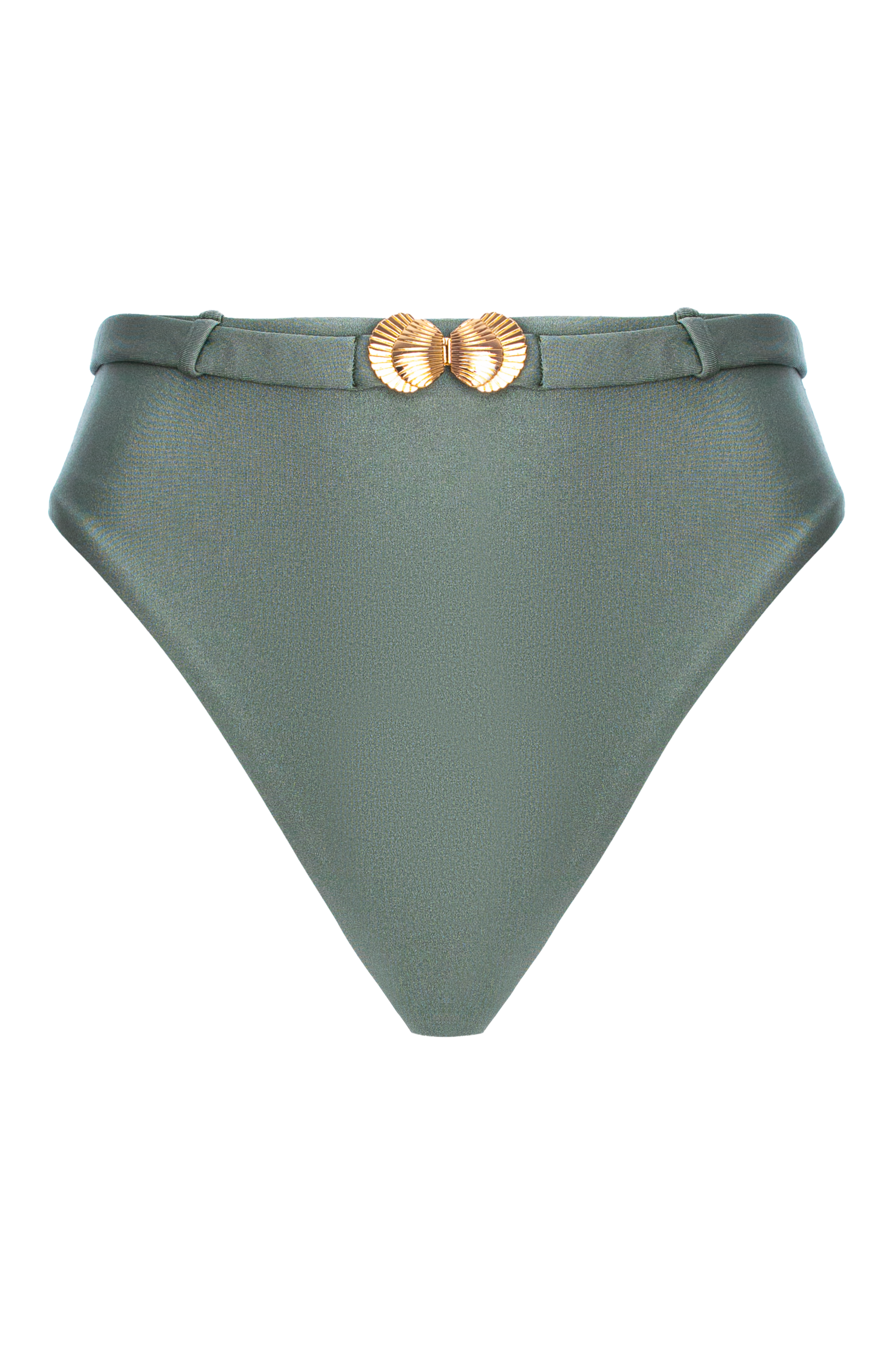 Slip de baie cu talie înaltă Seashell Verde Fumuriu