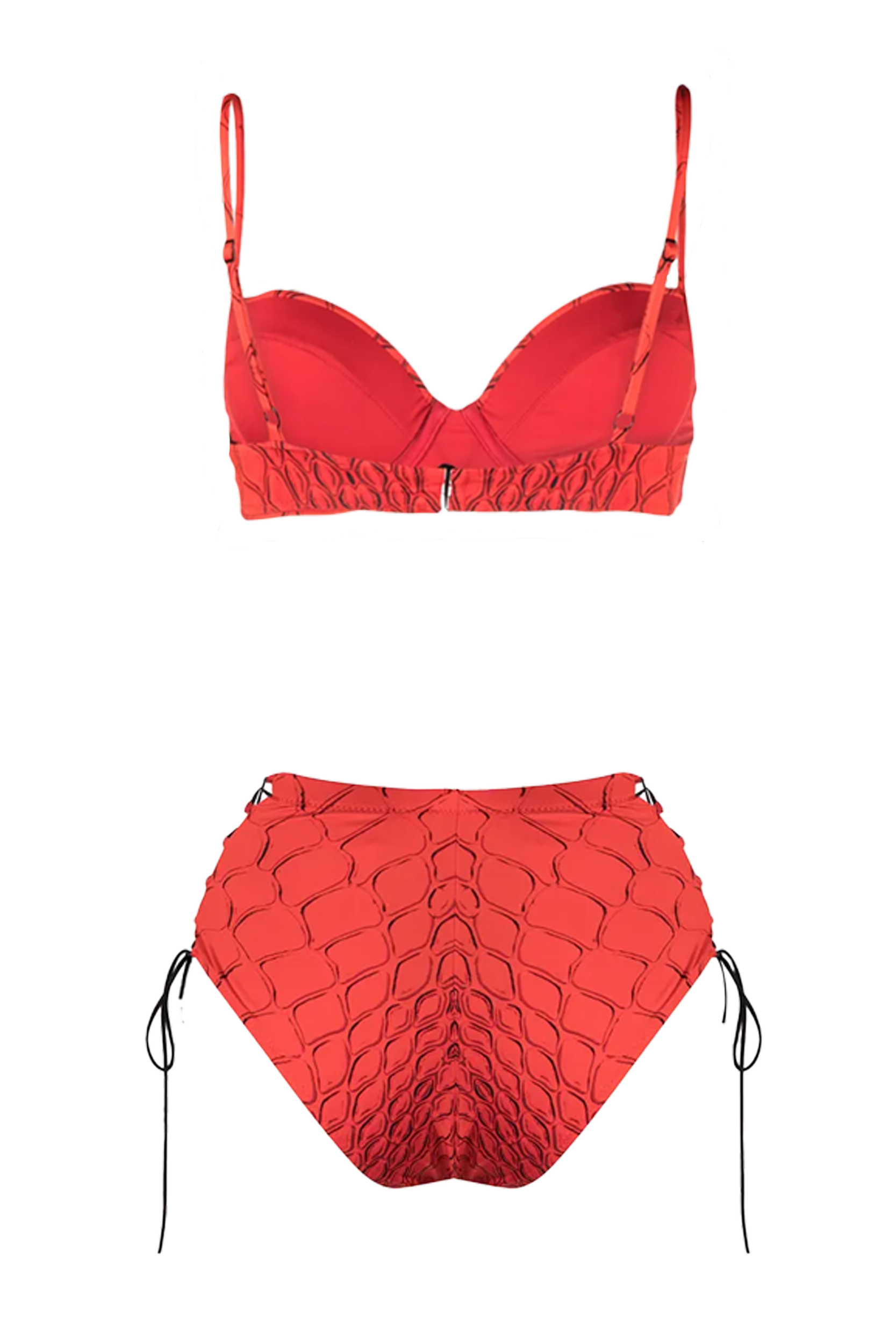 Red Snake Push-Up Bra & Tie Side High Waist Bikini