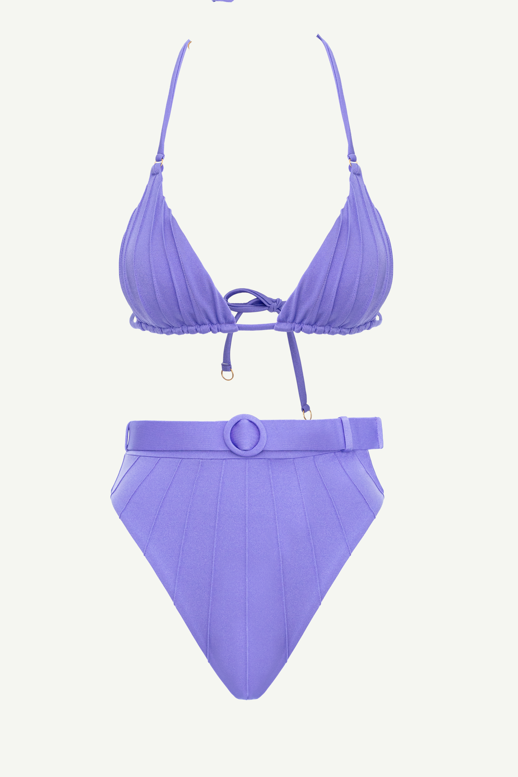 Coquillage Amethyst Triangle Top & High Waist Bikini Bottom