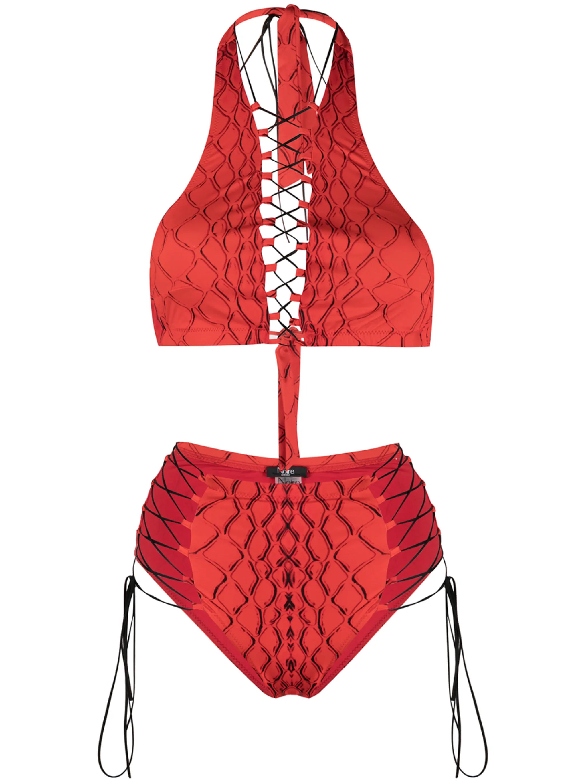 Red Snake Addicted Top & High Waist Bikini