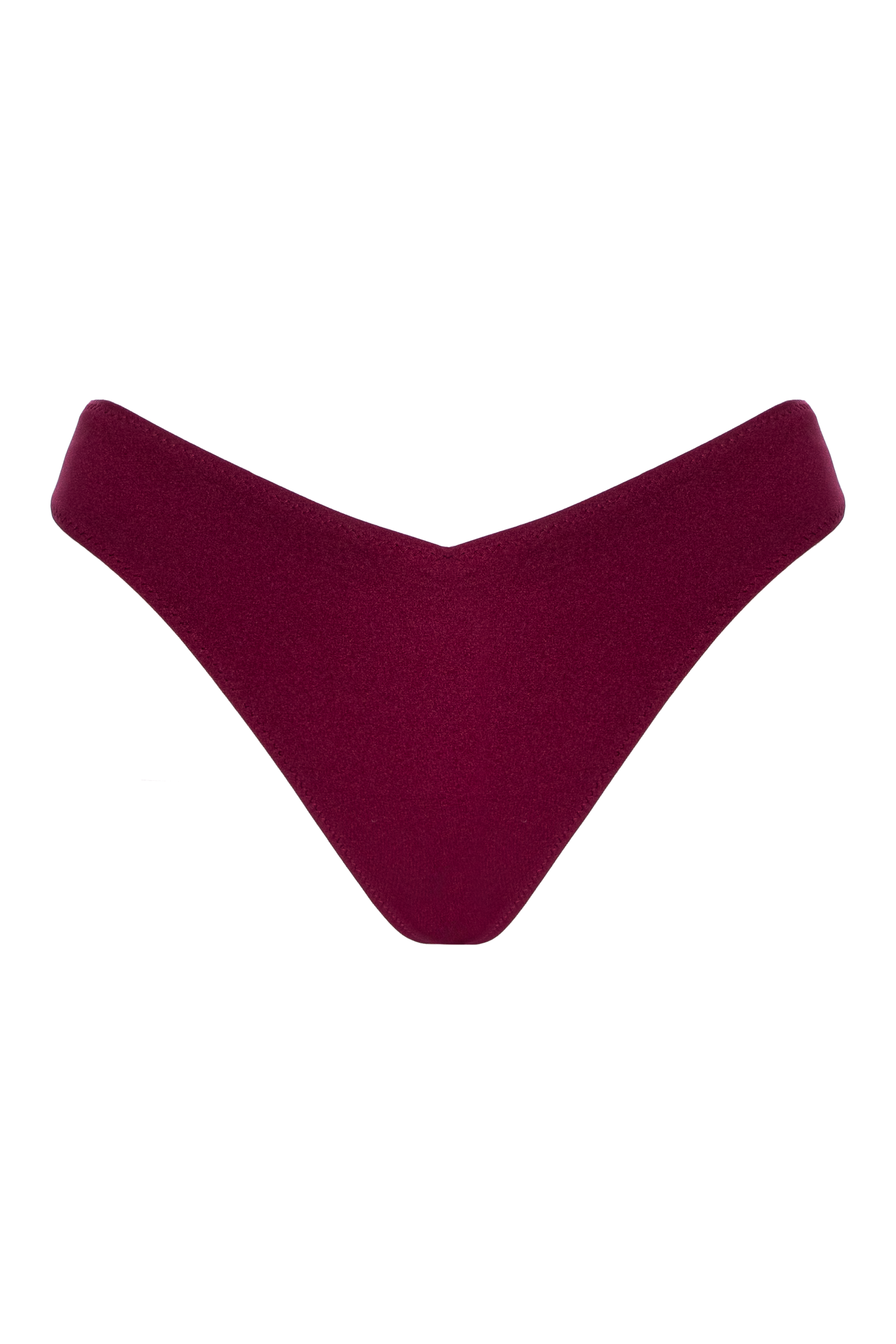 Slip de baie cu talie în V Vișiniu Burgund