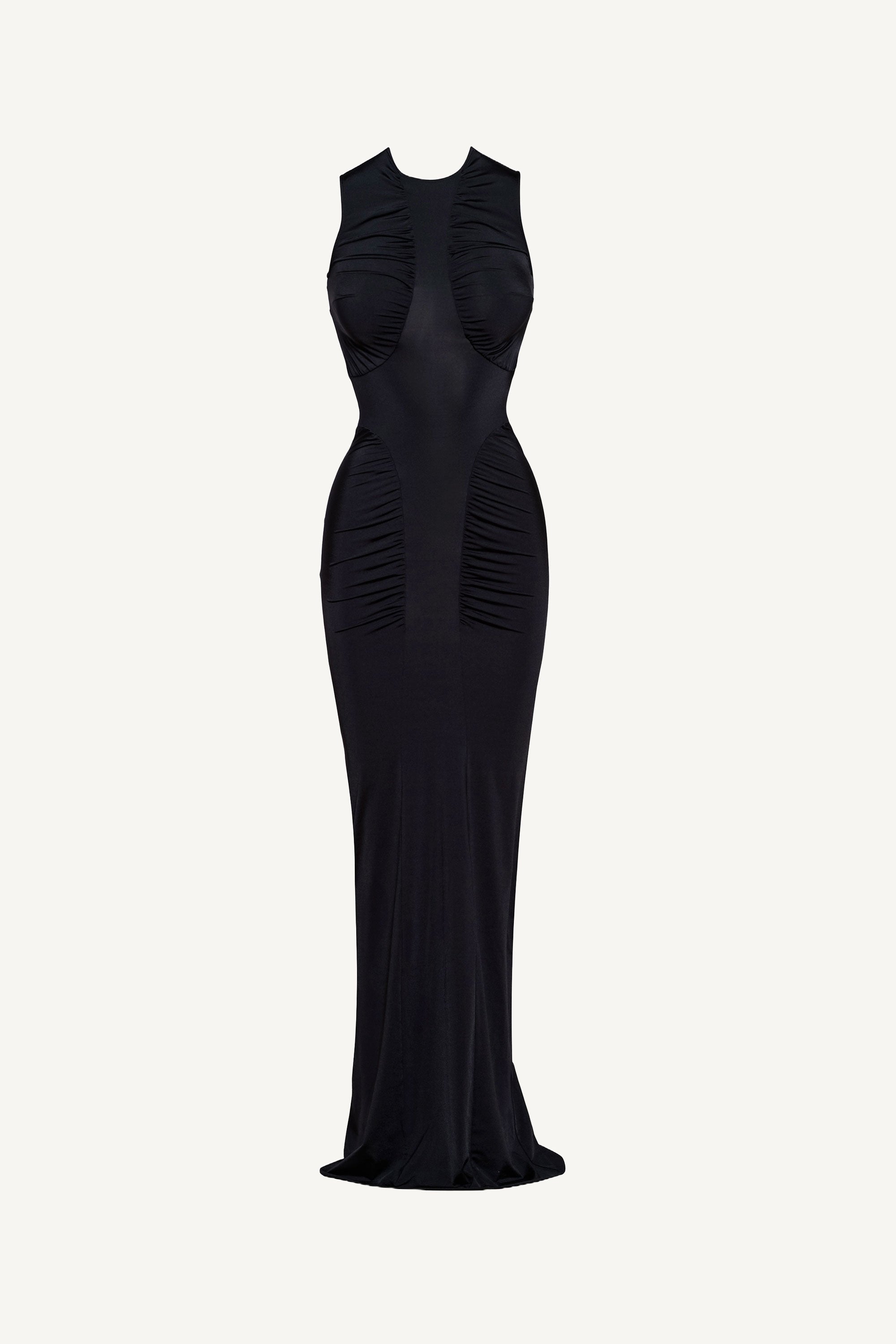 Black Ruched Maxi Dress