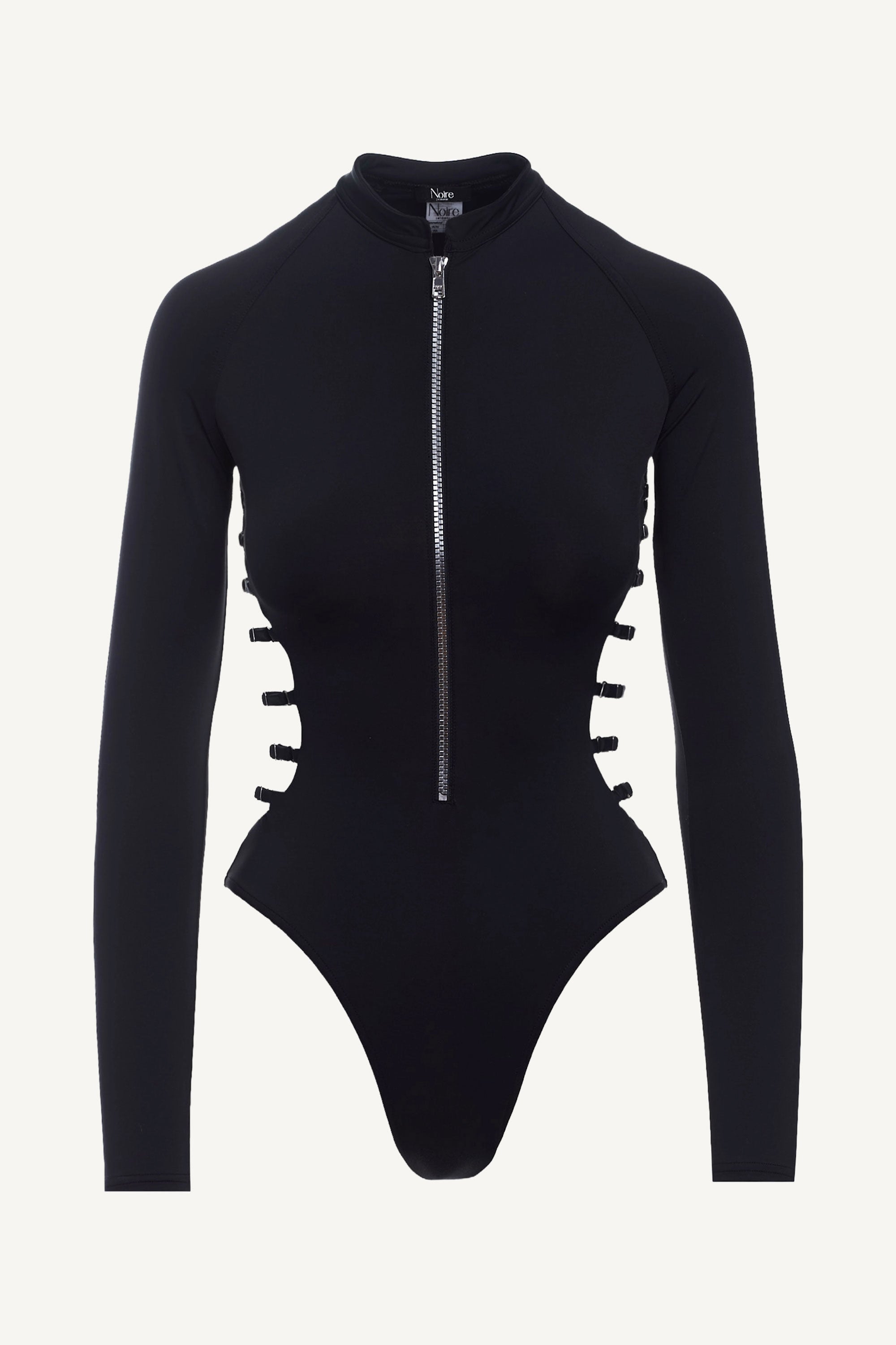 Black Sculpting Long Sleeve Swimsuit