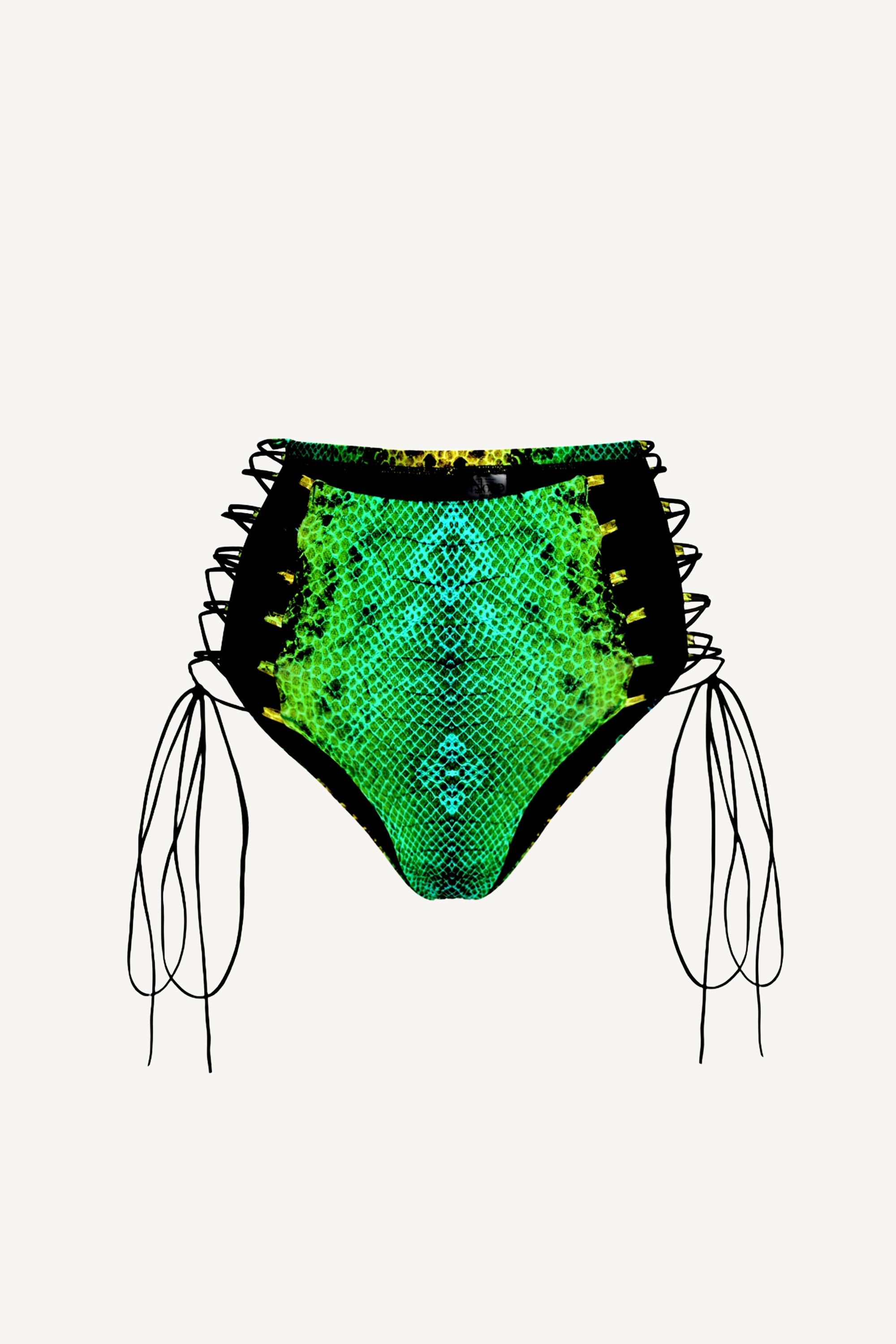 Green Snake Tie Side High Waist Bottom