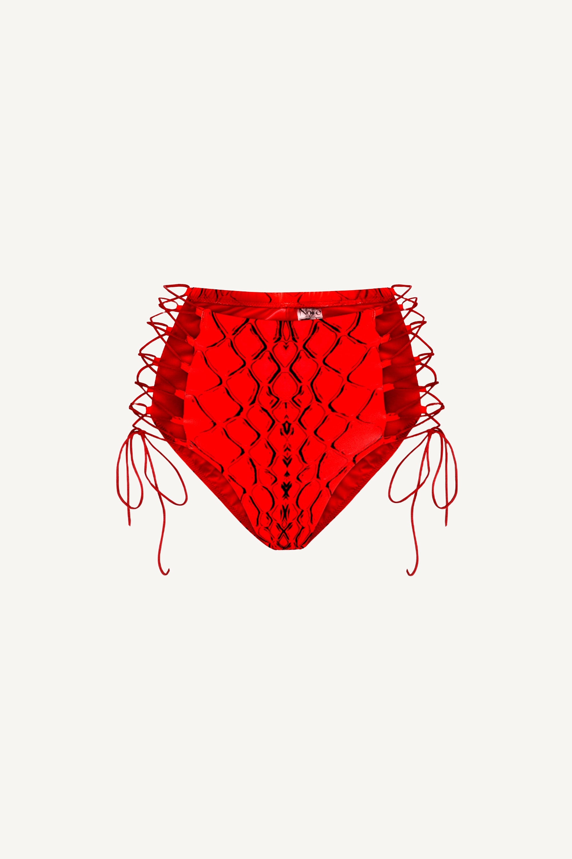 Red Snake Tie Side High Waist Bottom