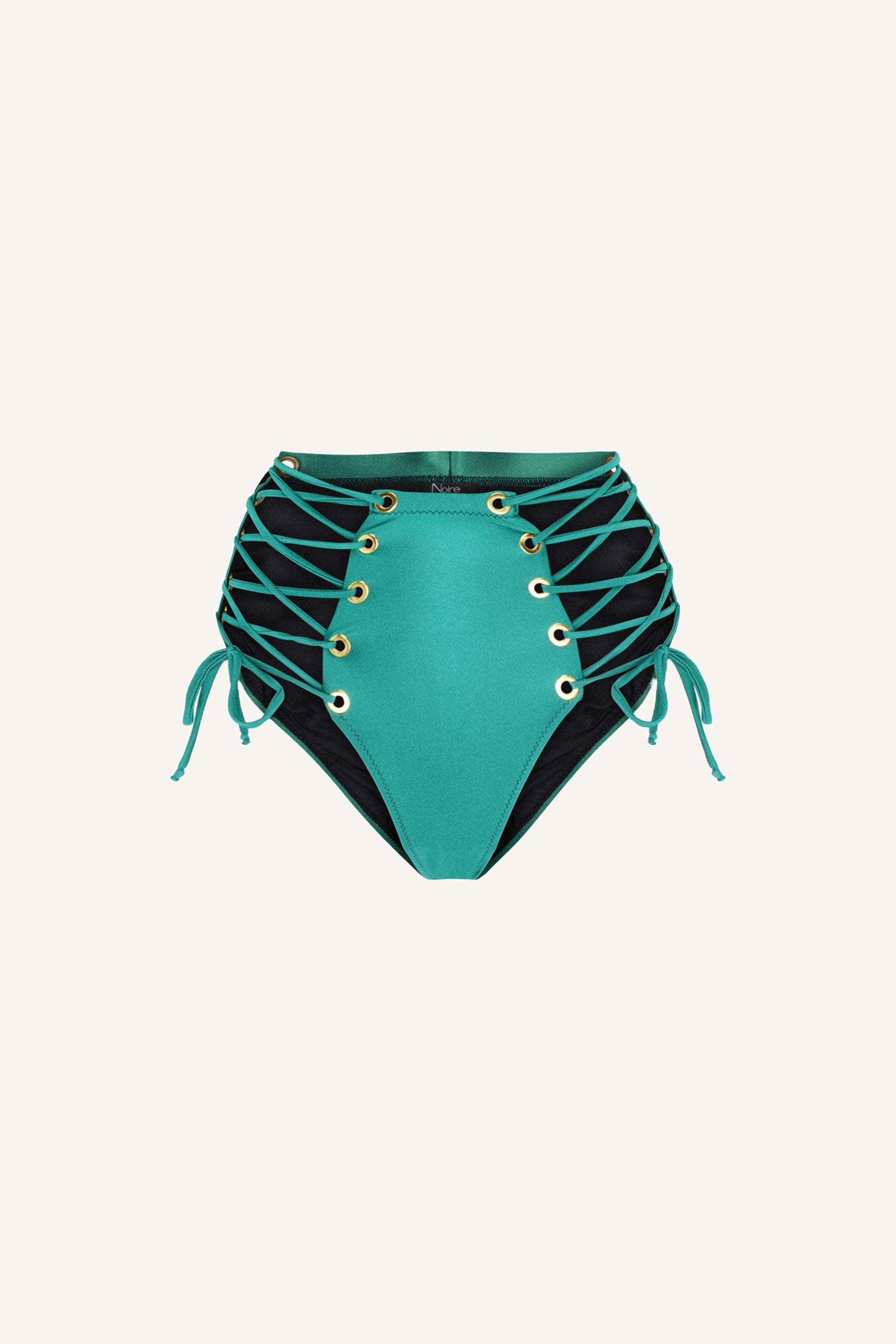 Green Teal Tie Side High Waist Bottom