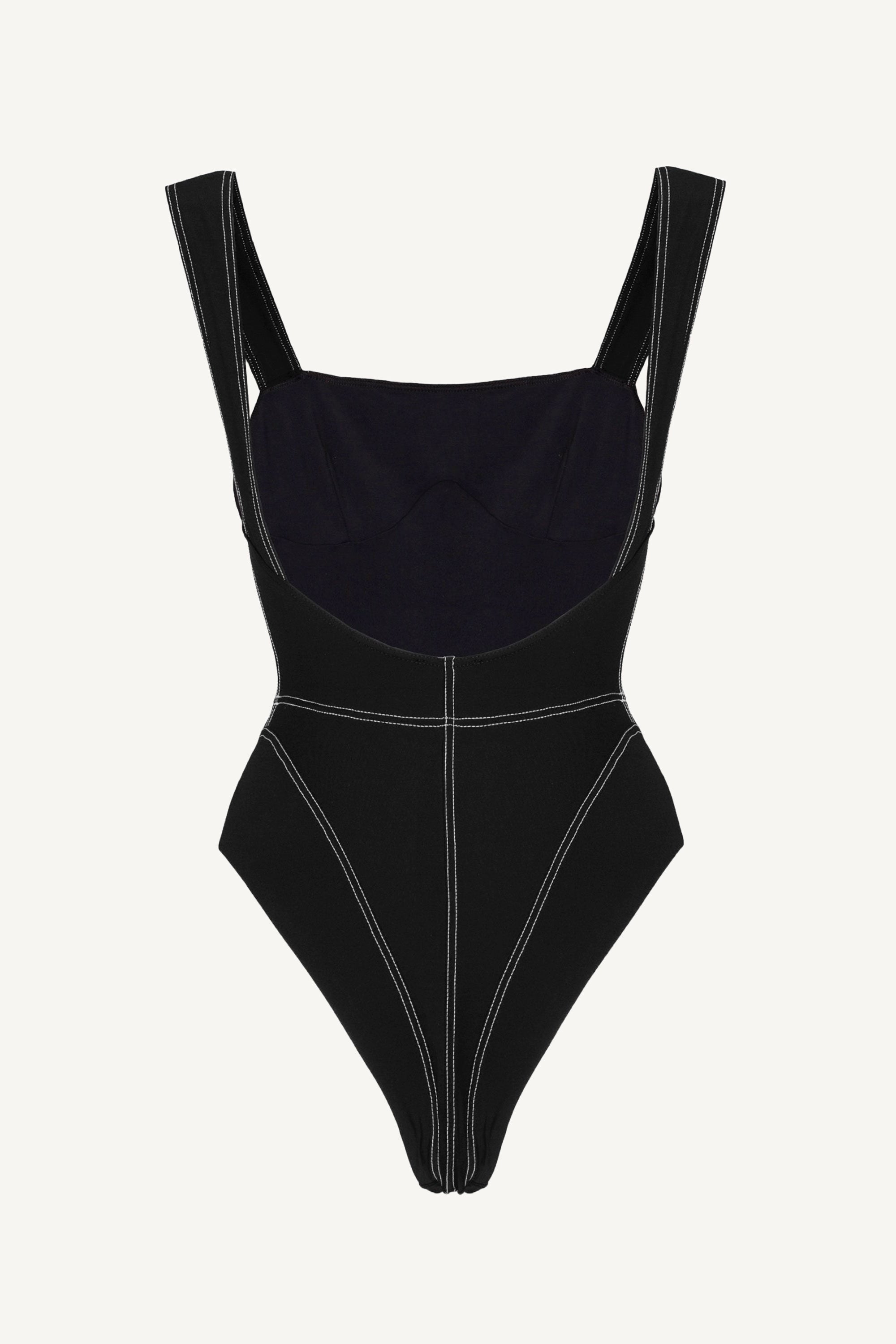 Black Corset Lines One-Piece