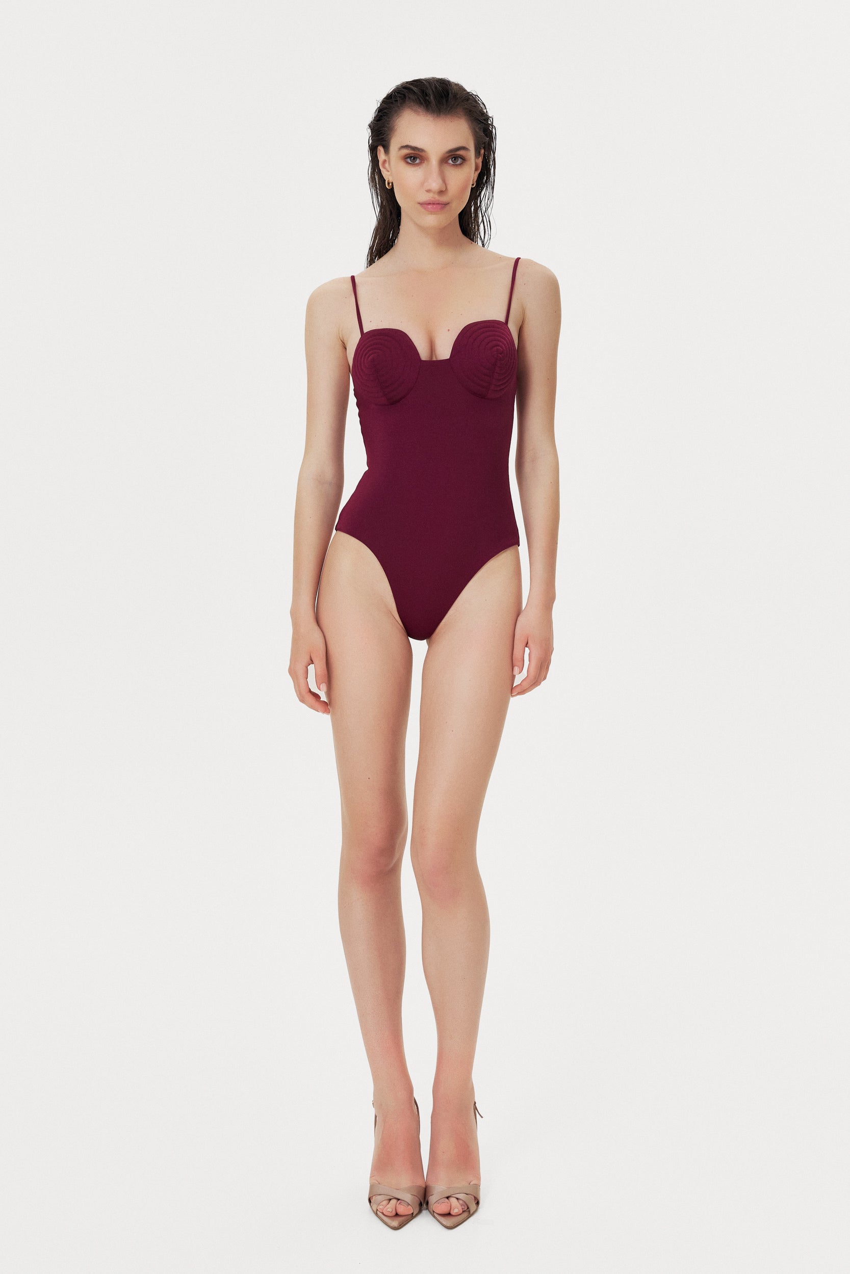 Burgundy Spiral Round Cup One Piece