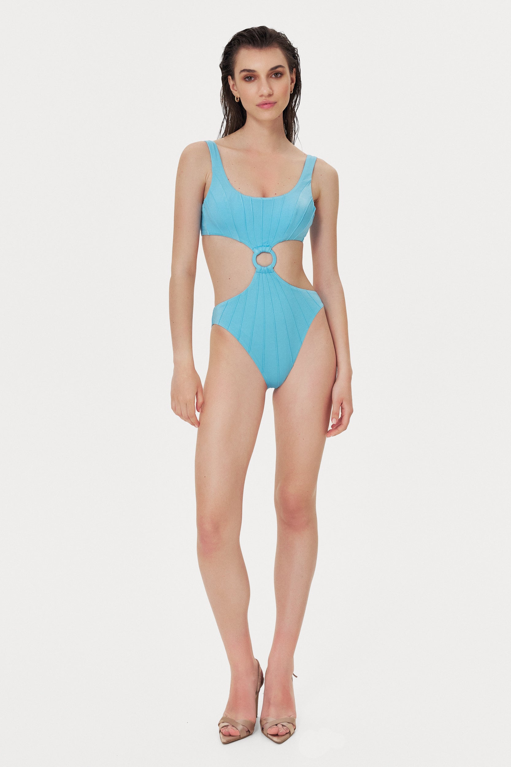 Baby Blue Coquillage Cut-Out One Piece