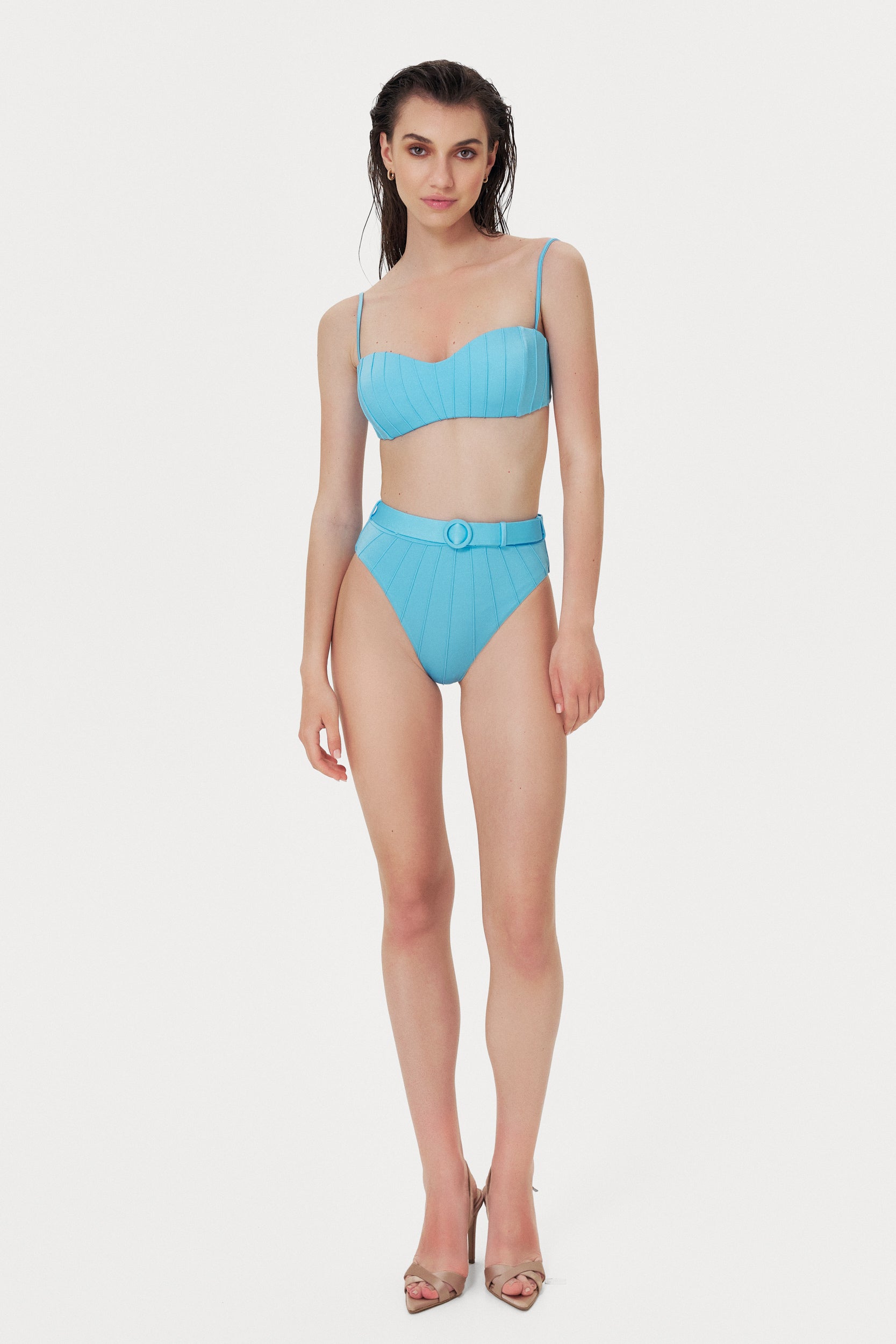 Baby Blue Coquillage Bandeau Top