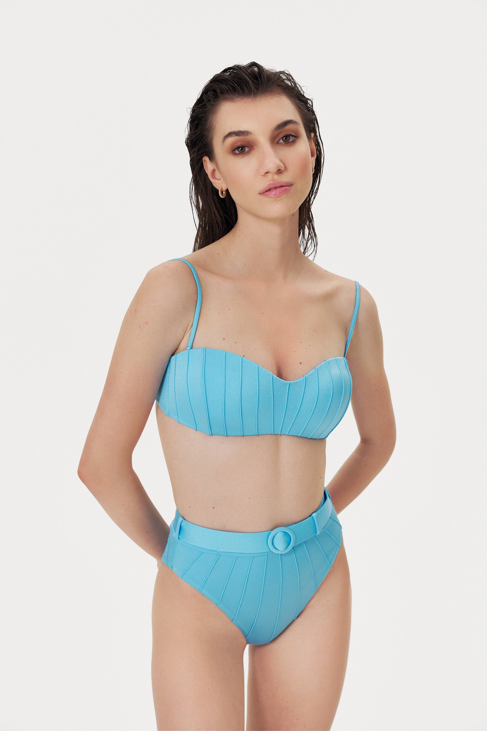 Baby Blue Coquillage Bandeau Top