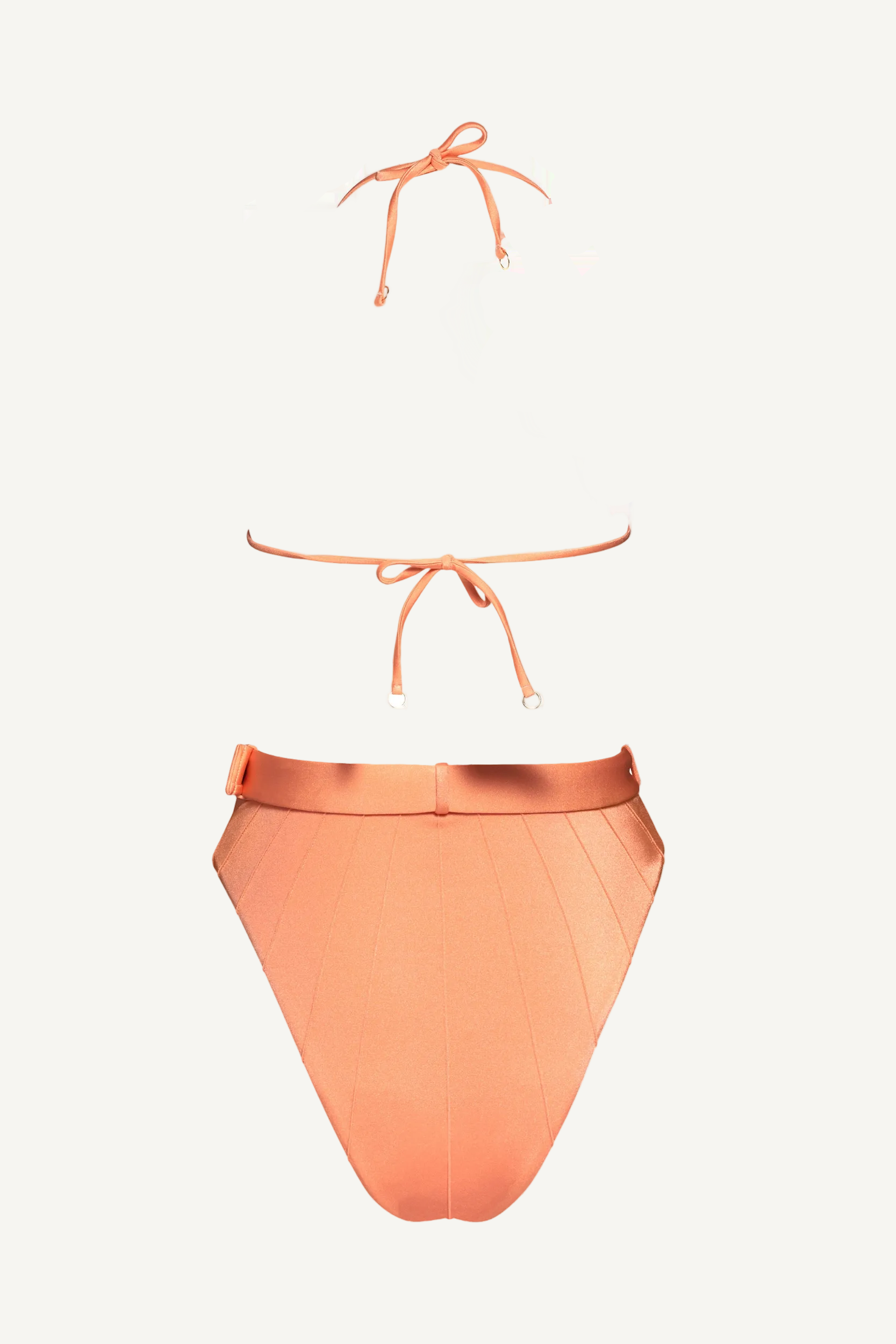 Coquillage Orange Triangle Top & High Waist Bikini Bottom