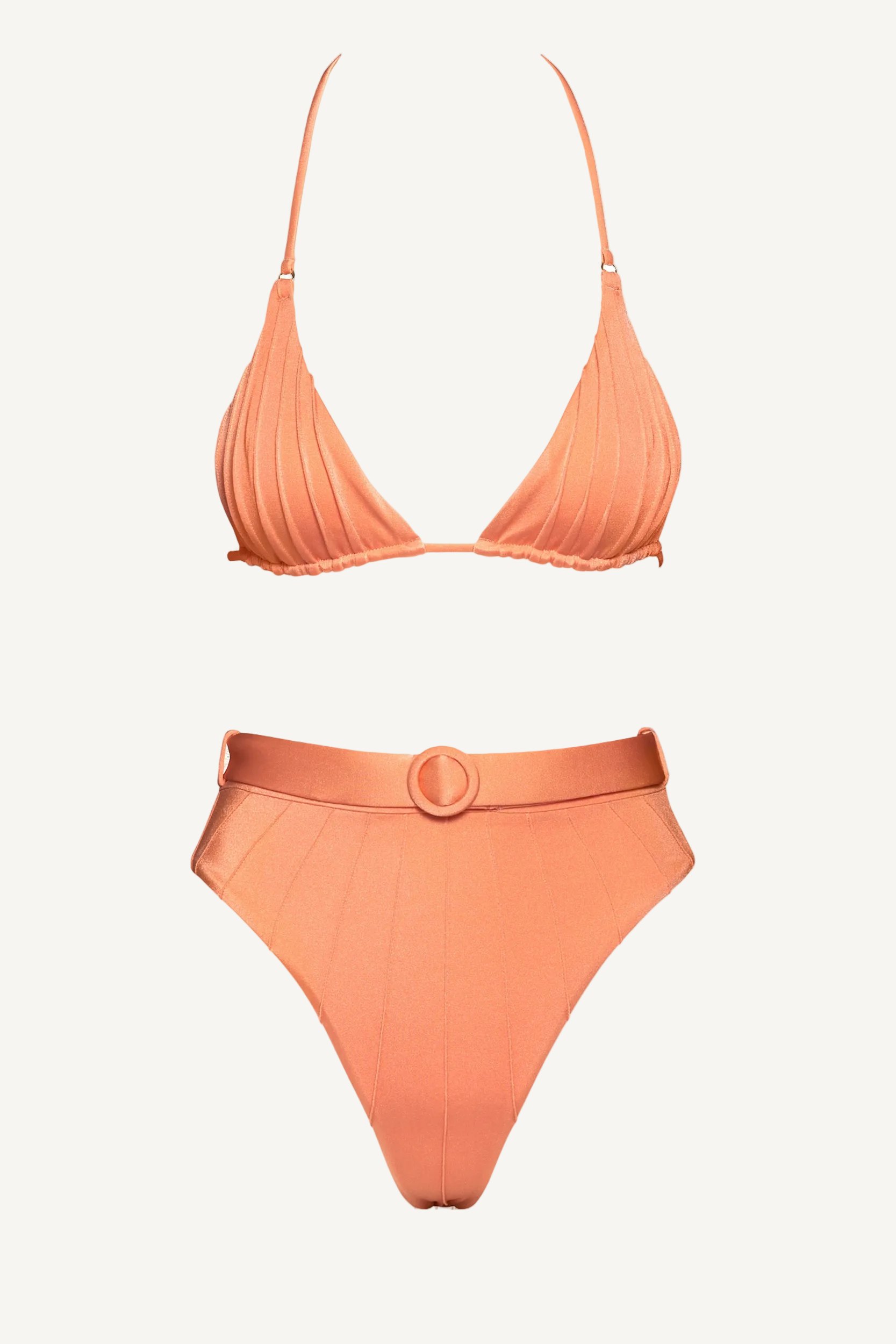 Coquillage Orange Triangle Top & High Waist Bikini Bottom