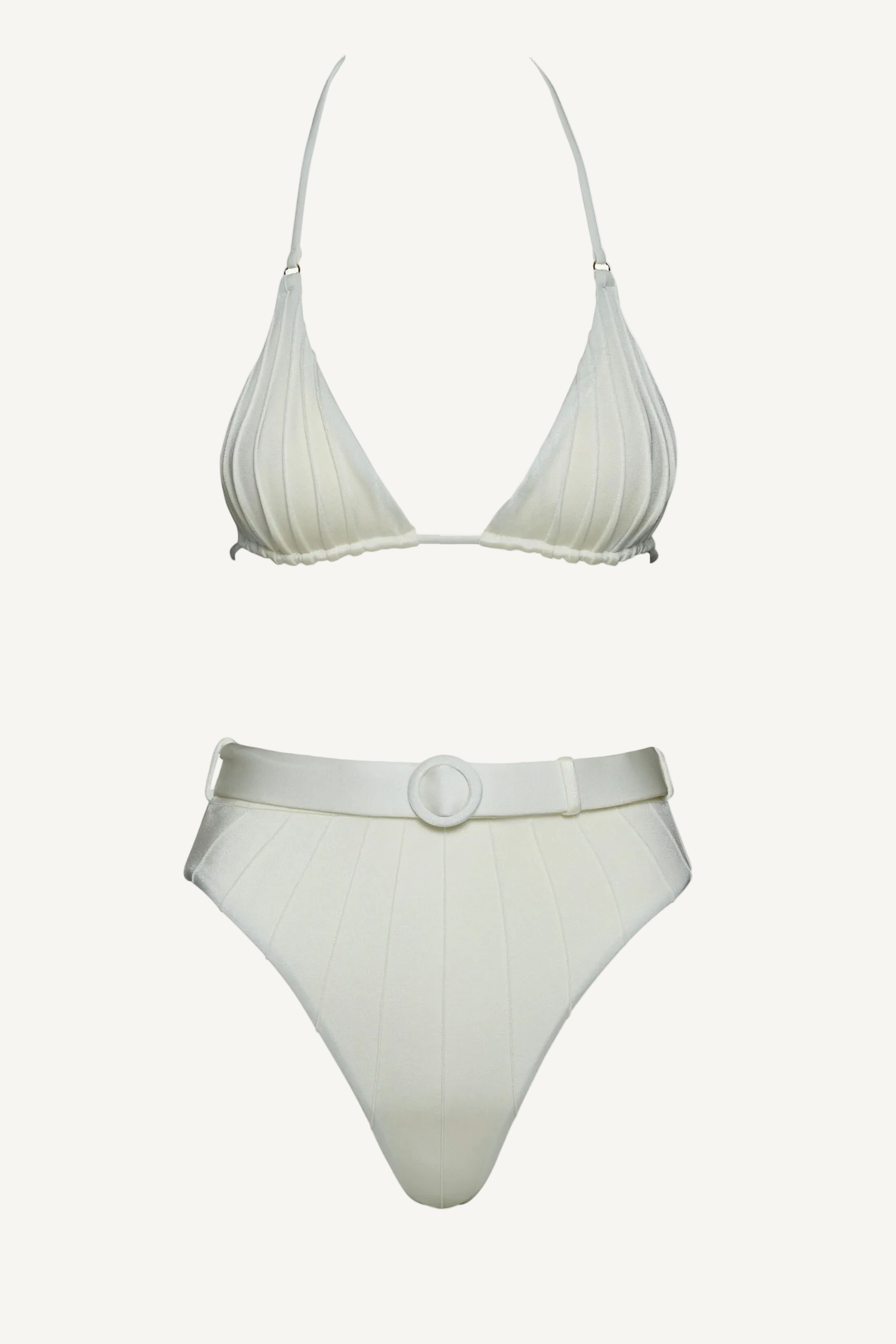 Coquillage Pearl Triangle Top & High Waist Bikini Bottom
