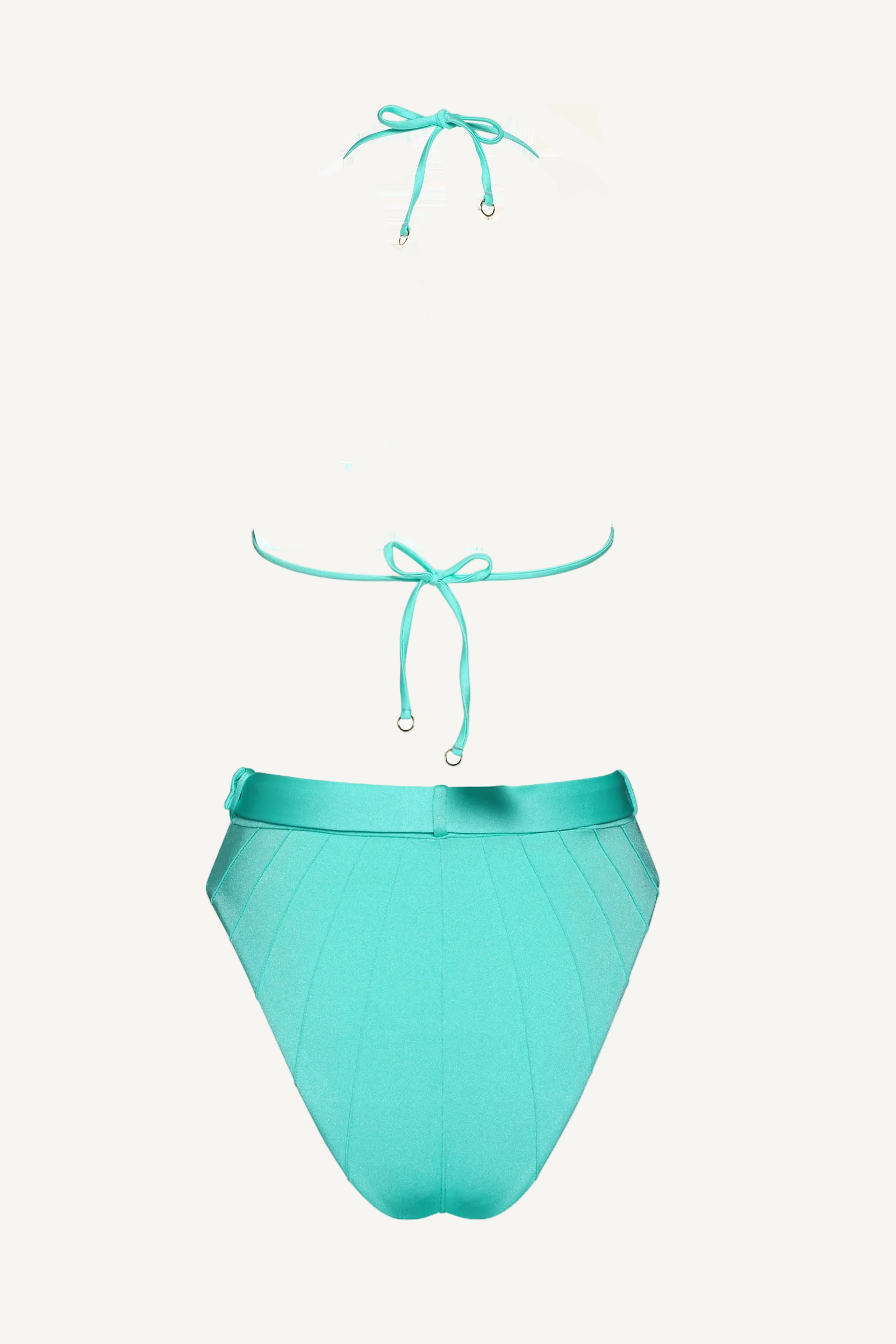 Coquillage Turquise Triangle Top & High Waist Bikini Bottom